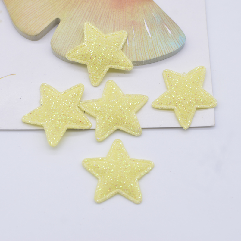 100 Stück 25 mm Bling Star gepolsterte Glitzer-Stoff-Applikationen zum Basteln von Kleidung, Nähen, Patches, DIY, Kopfbedeckung, Schleife, Dekor-Zubehör – Detail 6