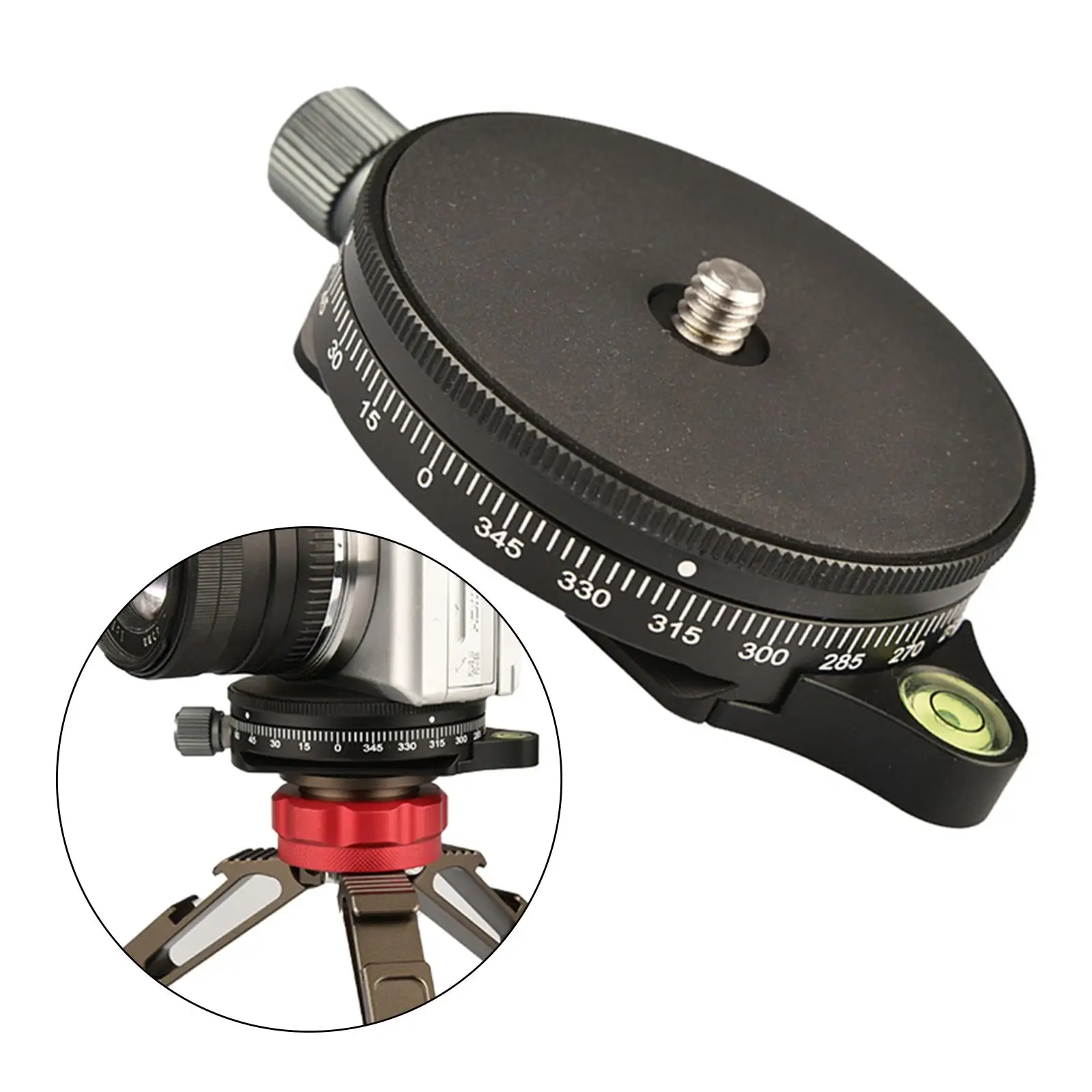 Camera Panoramic Panning Base ,  Ball Tripod Head with Bubble /8 inch Screw Aluminum Alloy