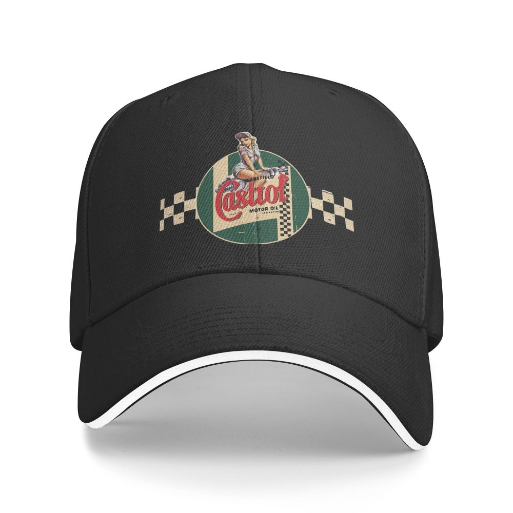 Castrol Vintage Racing Stripe Pin Up Girl_ 68313263 Mehrfarbige Mütze mit Schirmmütze für Damen, personalisiertes Visier, winddichte Hüte – Detail 2