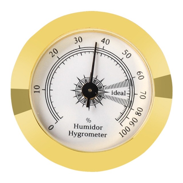 Humidor mini metal gold cigar hygrometer