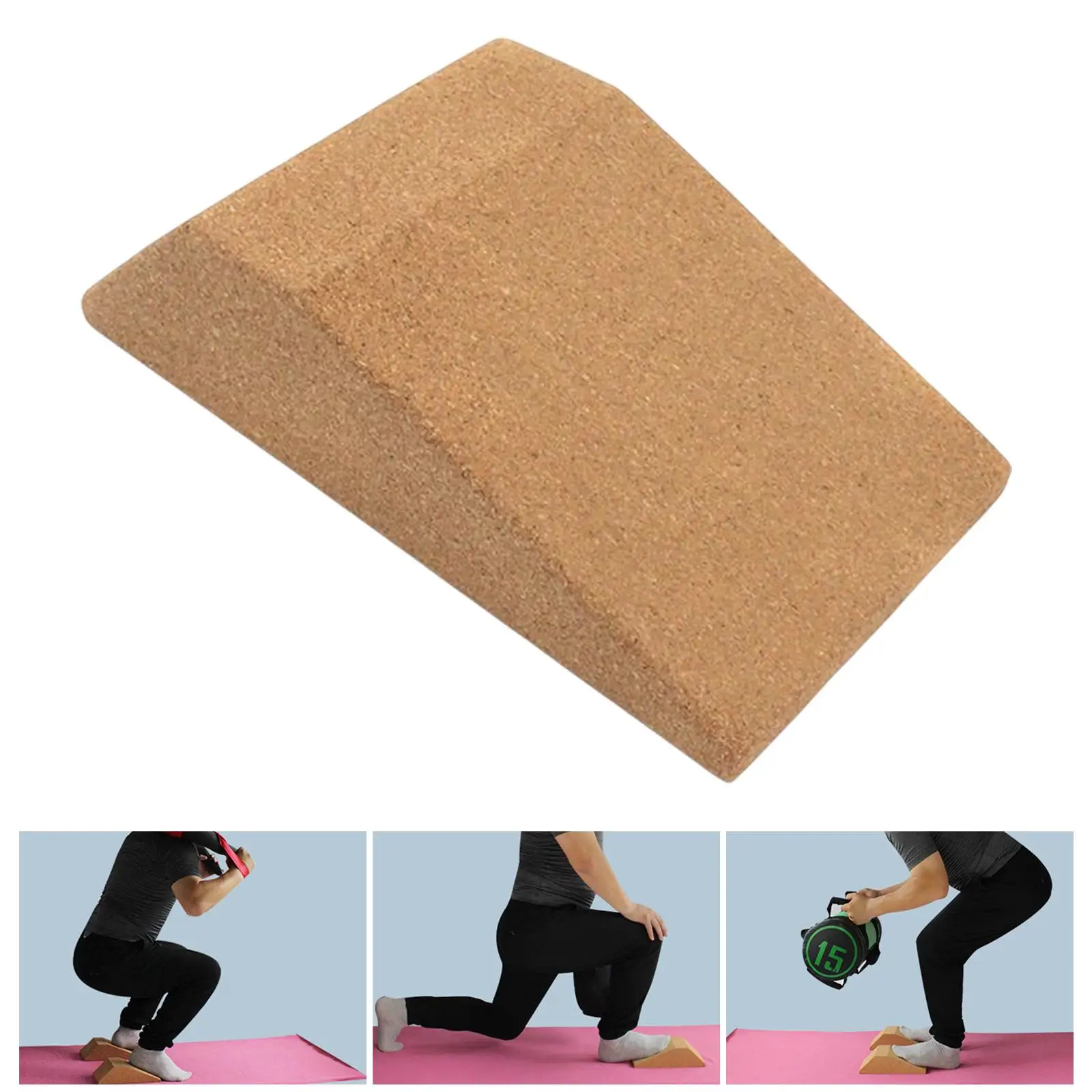 Cork Squat Wedge Yoga Block Squat Ramp Incline Board Non Slip Lightweight Exercise Brick for Workout