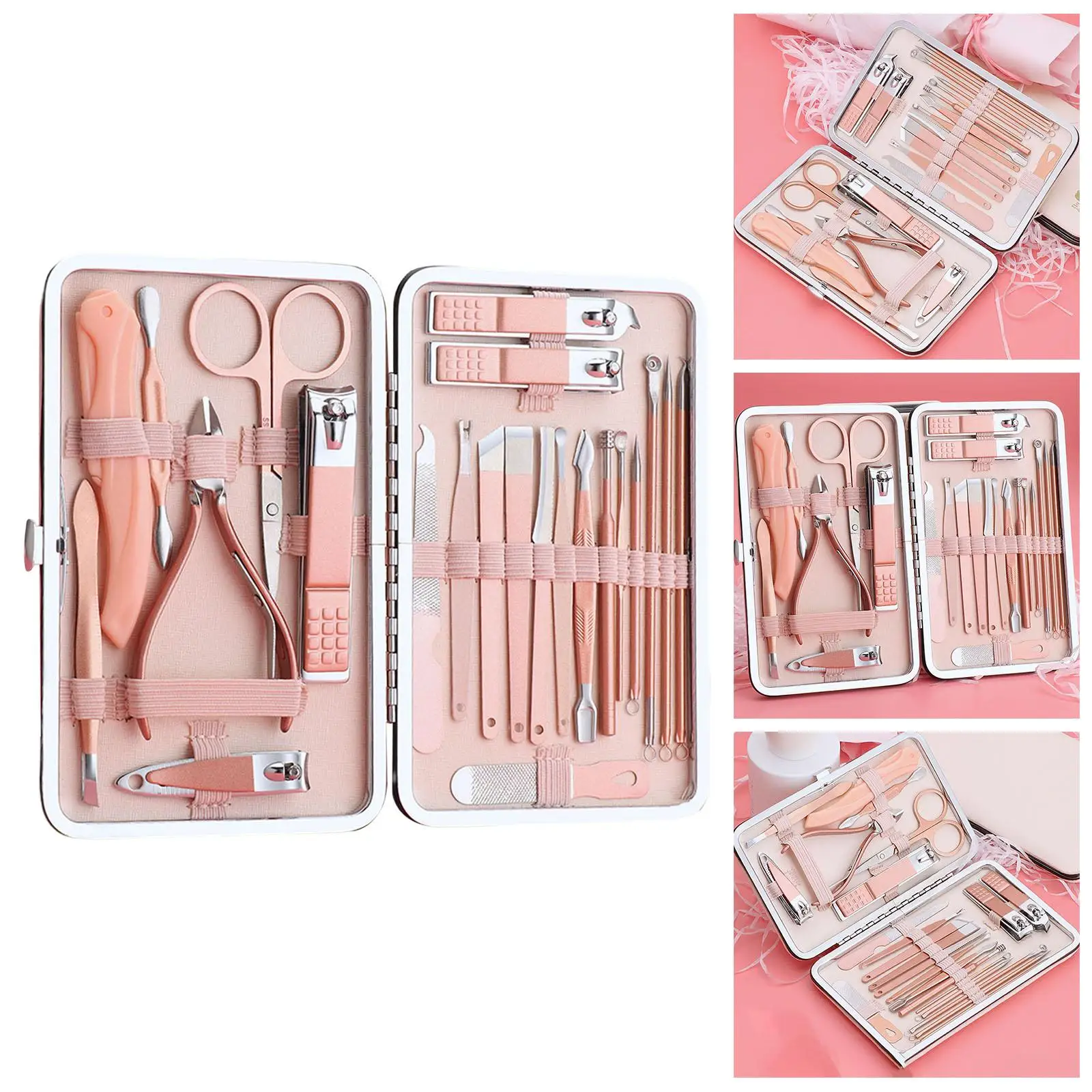 23Pcs Manicure Nail Set with Leather Travel Case for Home Nail Care