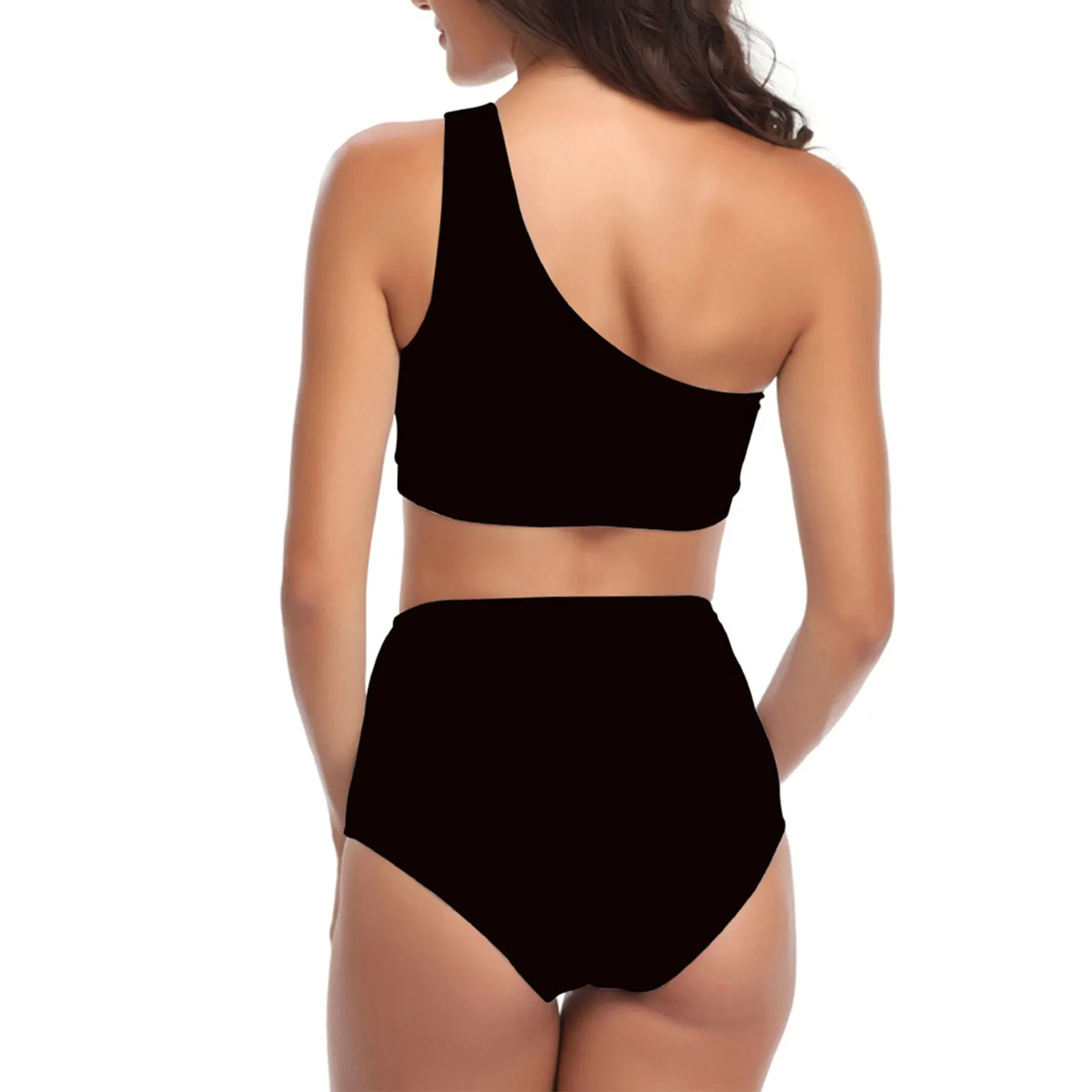 Bandeau High Waist Bikini One Shoulder Swimwear Women 2022 Printed Sexy Bikini Set Retro Swimsuit Female Bathing Suit#g high leg bikini set