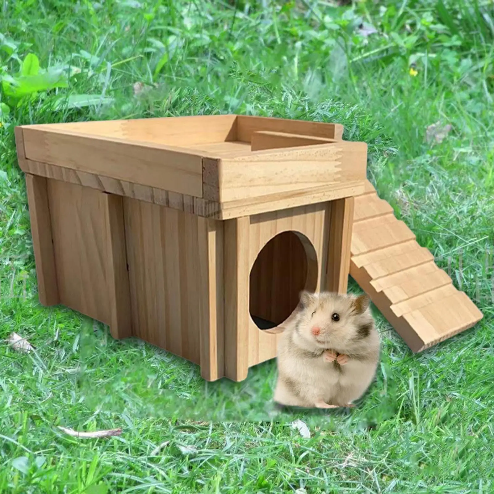 Hamster Wooden House with Ladder Board Room for Dwarf Hamster Chinchillas