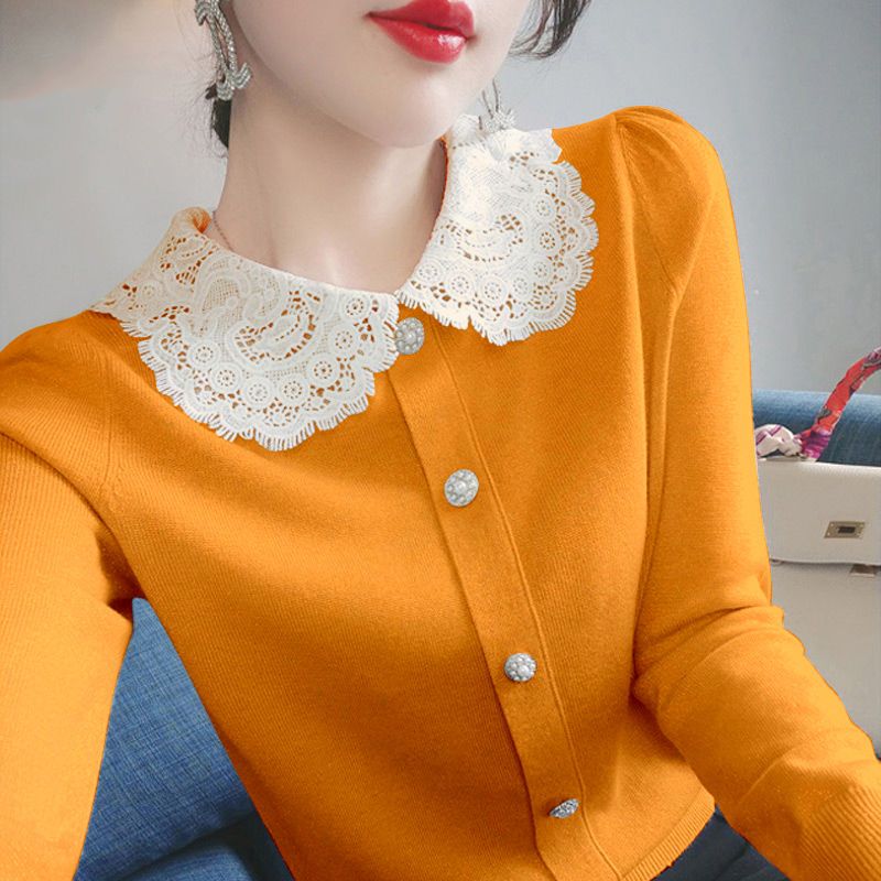 Peter Pan Collar, pulôveres casuais soltos, doce