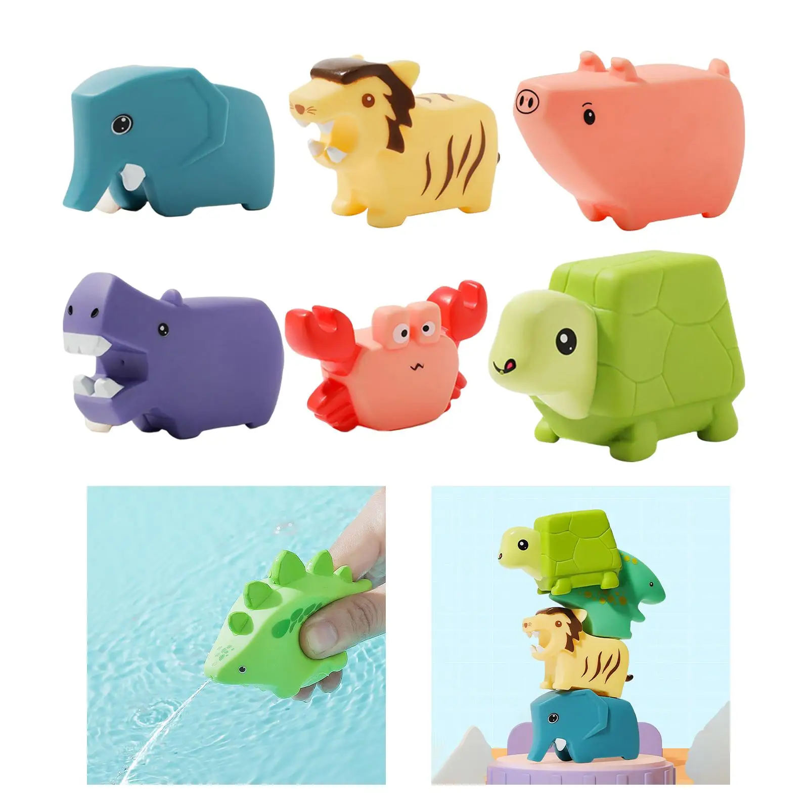 3 Pieces Little Animal Squirts Fun Bath Toys Funny Gift Kids Wash Swimming Water Cute Animals Bath Toy for Baby
