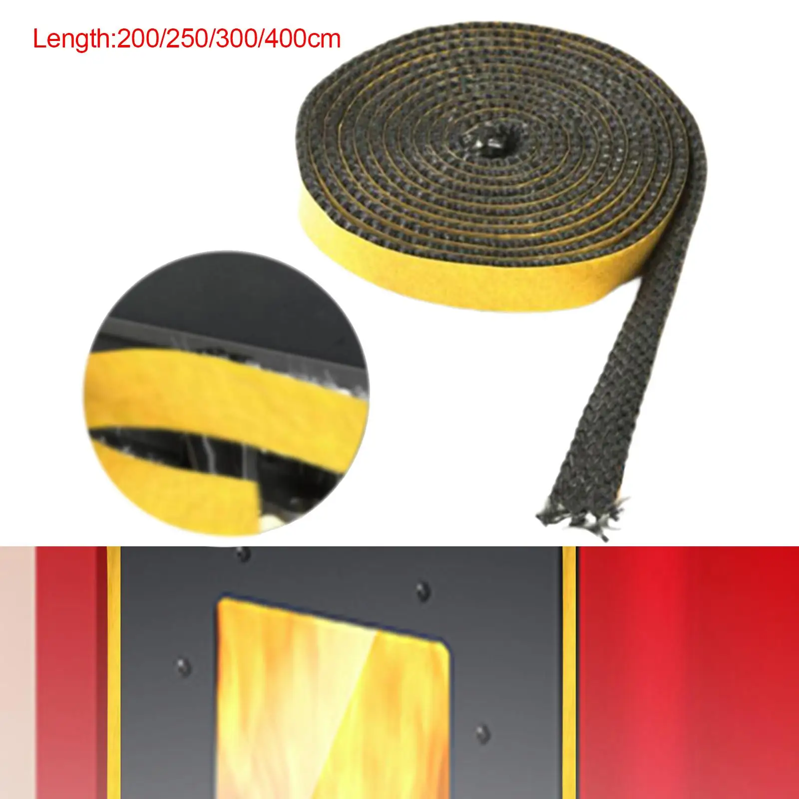 Stoves Gasket Fiberglass Flat Gasket Tape Replaces for Glass Door Fireplace