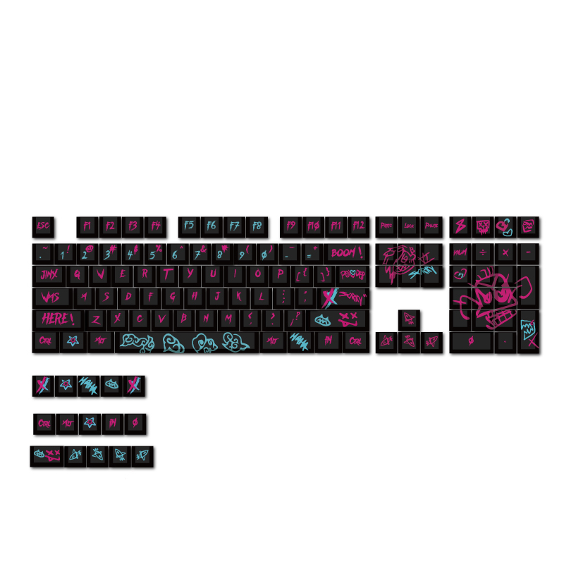 Cherry Profile, Custom Jinx Shawl Keyboard Cap, Presente Teclado Mecânico