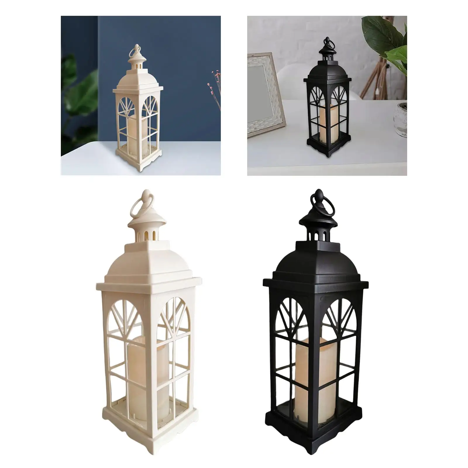 European Style Candle Lantern Candle Holder with Glass Candlestick Farmhouse Lantern for Home Outdoor Indoor Garden Yard Decor