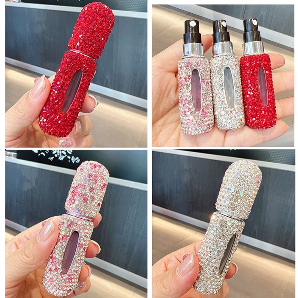 Best of Mini Bottom-filled Perfume Bottle Exquisite 5ml Luxury Rhinestones Spray Bottle Self-pumping Visible Refillable Bottle Women Reviews & Tips