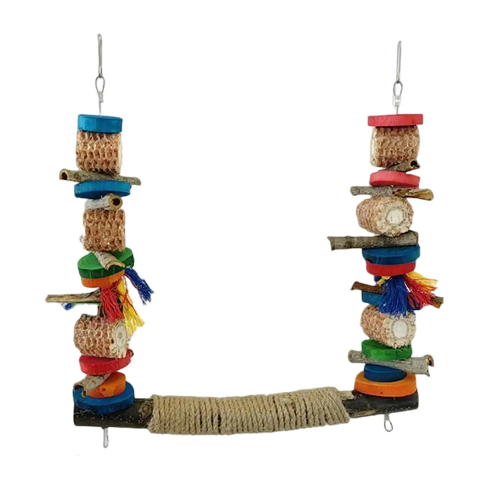 Bird Swing Stand Bird Bite Toy Cage Accessories Multi Color Wood Parrot Swings for Finch Macaw Cockatiel