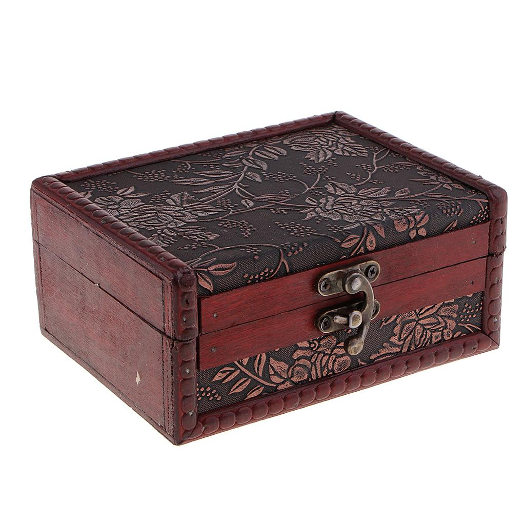 Pequeño baratija de madera Vintage, joyería, escritorio, cosméticos diversos, caja decorativa, organizador de almacenami