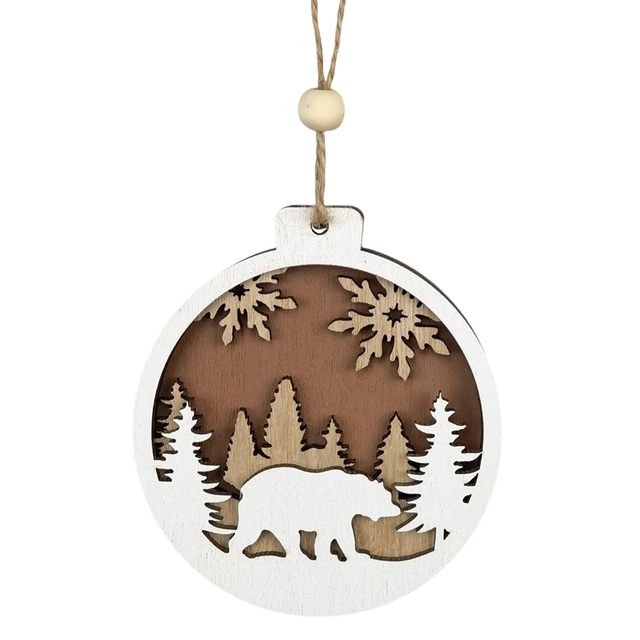 Christmas Pendant Wooden Animal Carve Christmas Decorations For Home 2023  Navidad Christmas Tree Hanging Ornament New