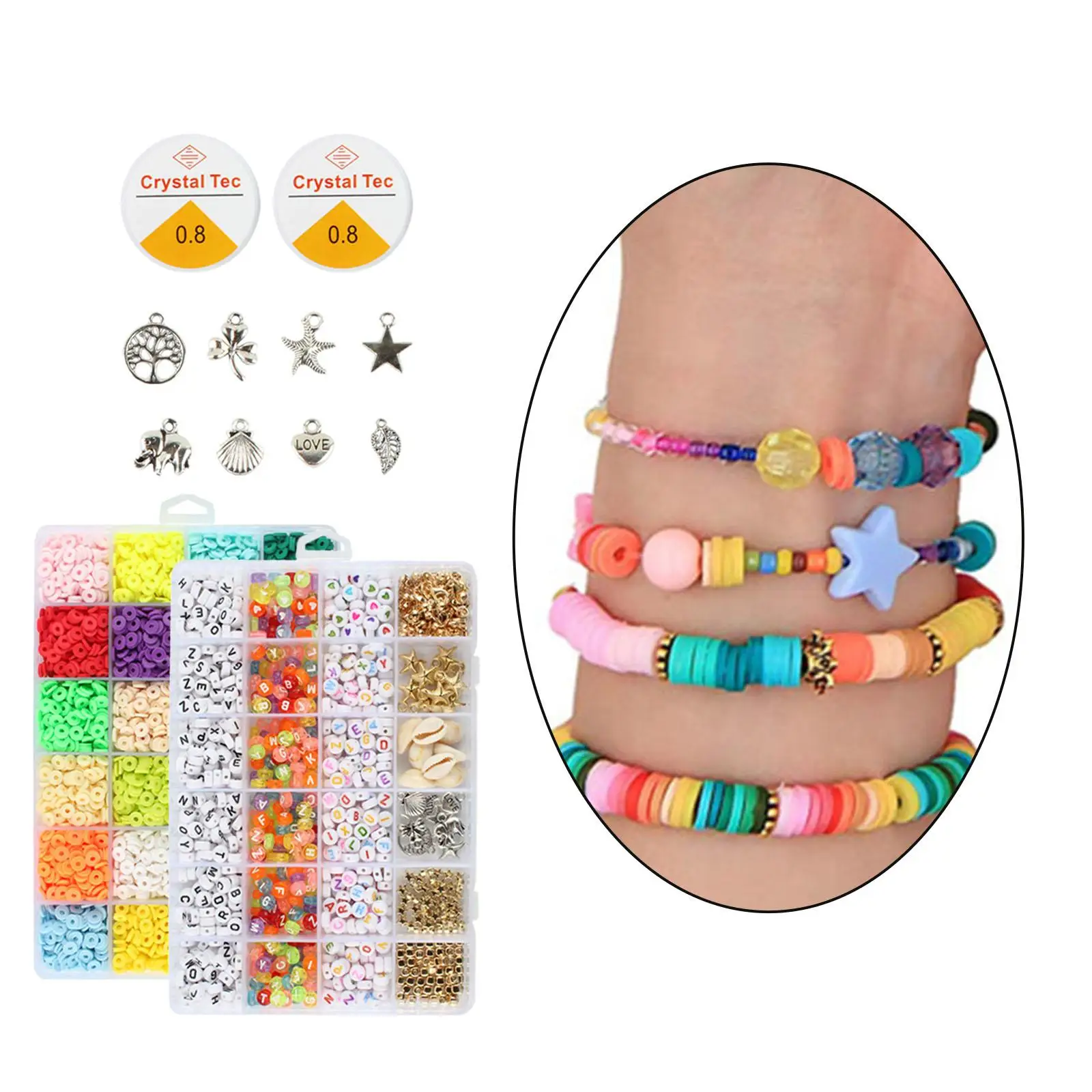 Polymer Clay Beads DIY Bracelets Jewelry Making Finding Crafts Supplies
