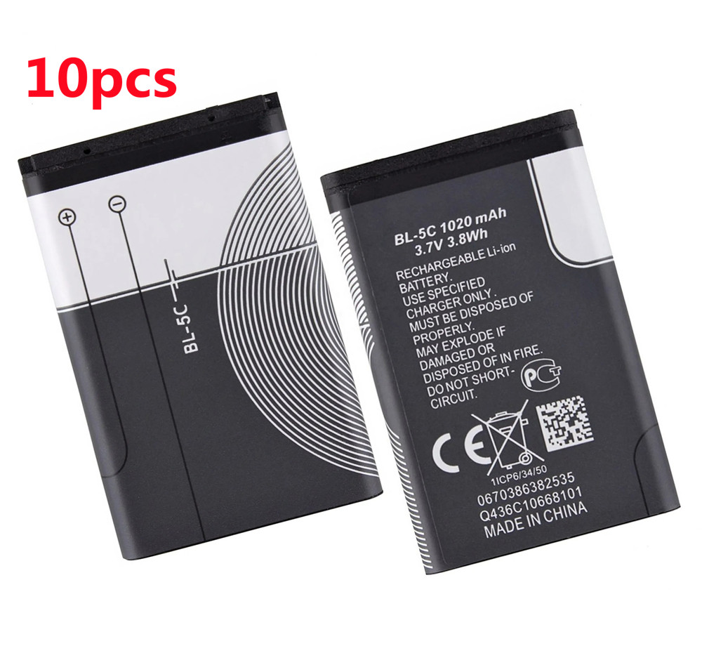 10pcs 1020mAh 5c аккумулятор для Nokia BL-5C (1100/130/130 Dual/205/205  Dual/107 Dual/208/220/220 Dual/230) мобильный телефон аккумулятор |  AliExpress