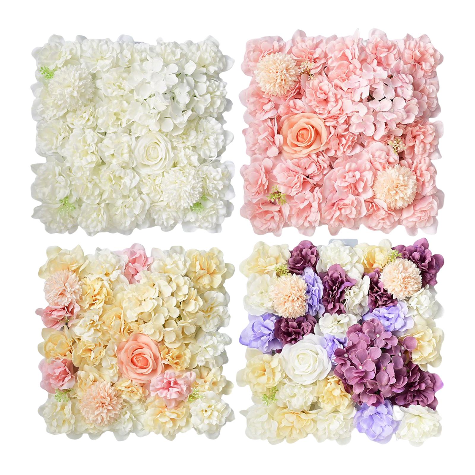Artificial Flower Wall Panel Silk Rose Flower Mat Screen Romantic Backdrop for Wedding Party Photography Venue Home Decoration