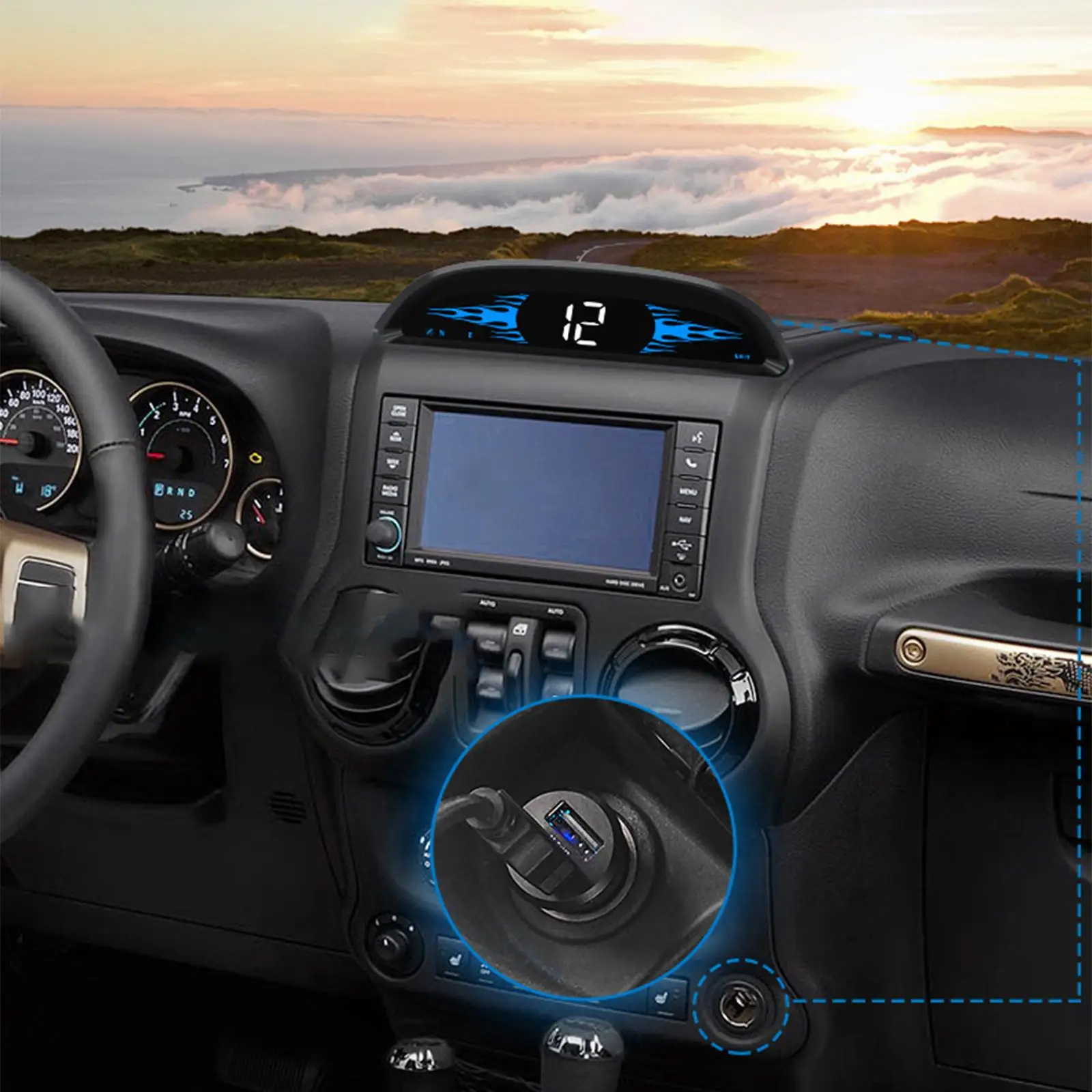 Car HUD Head up Display GPS Gauge Driving Distance Overspeed Alarm for Vehicle Outdoor