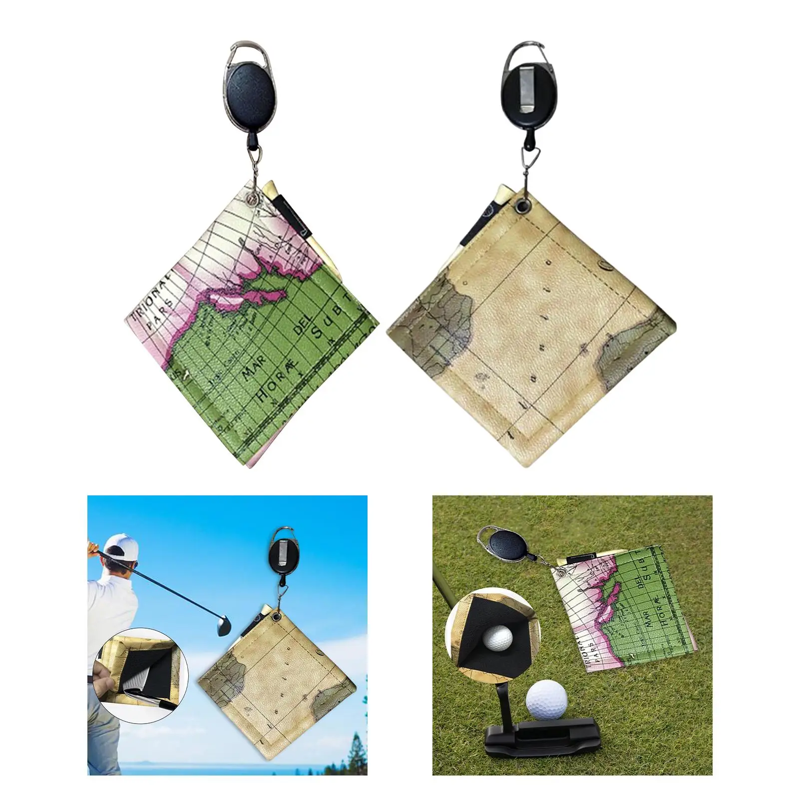 Golf Ball Cleaning Towel with Hanging Buckle Square Towel for Women Men,