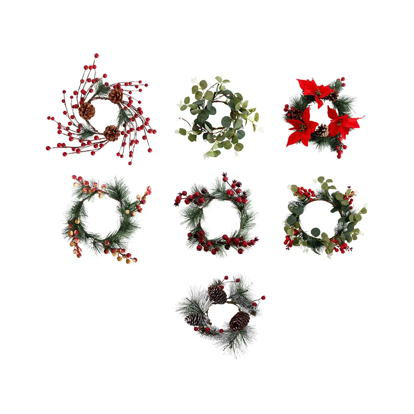 Christmas Candle Rings Artificial Candle Wreath for Holiday Table Decoration