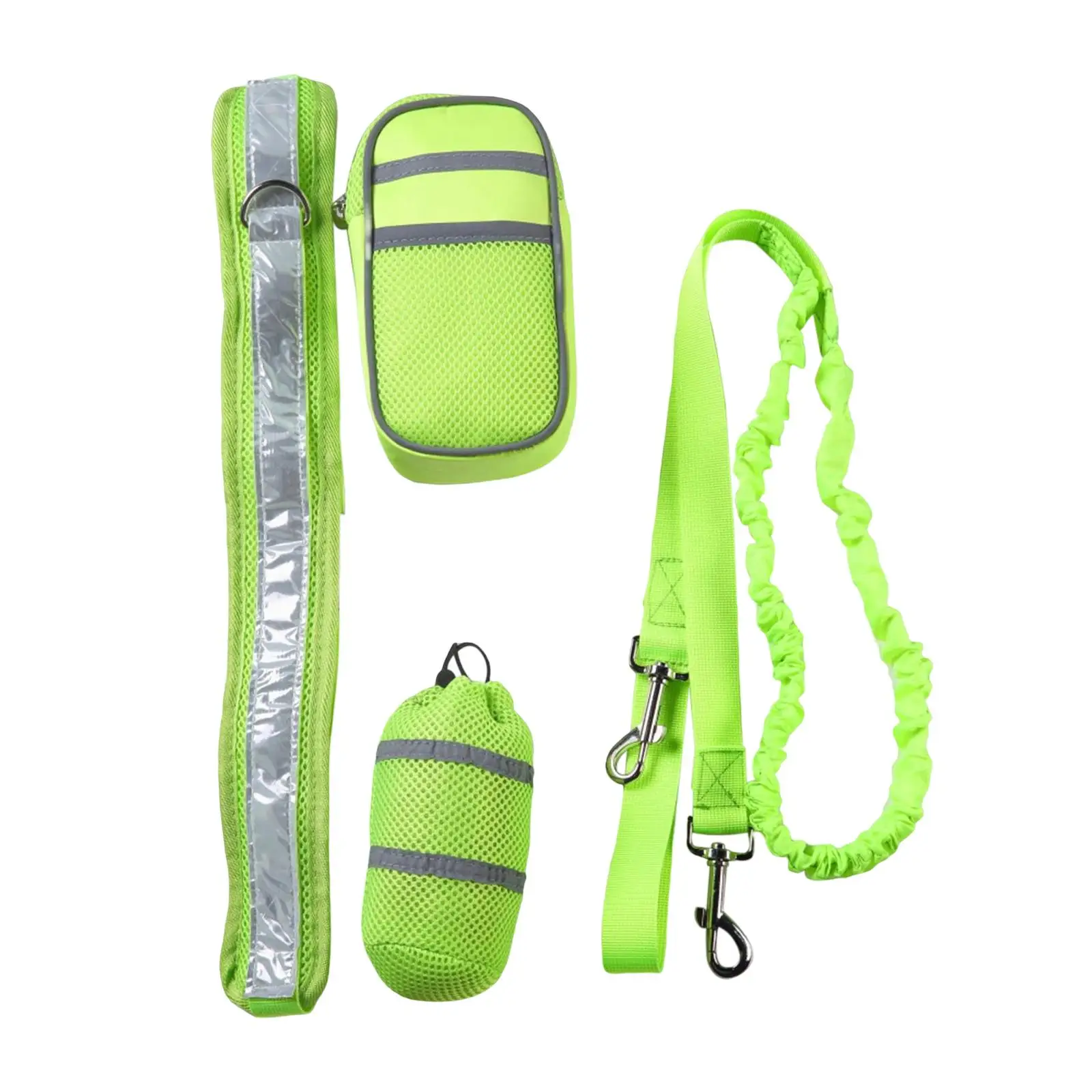 Dog Leash Elastic Belt with Waist Bag Retractable Adjustable Reflective Running Dog Lead for Training Hiking Jogging