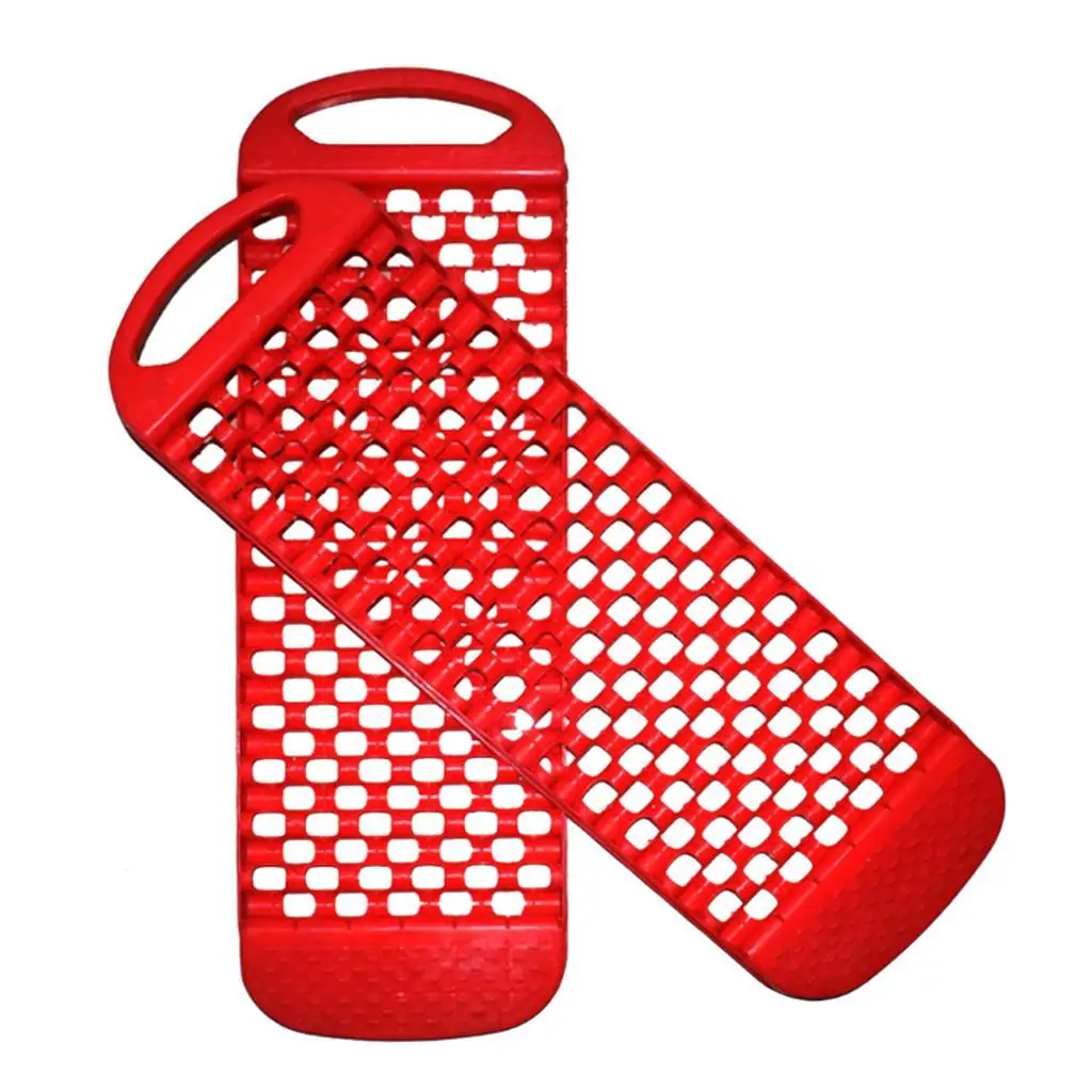 2 PC Traction Mats for Off-Road Mud, Sand, & Snow Vehicle Extraction Red From