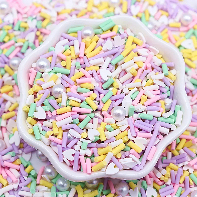 Süßigkeiten-Polymer-Ton-Scheiben, 1 mm, dünn, lang, zylindrisch, heiße Ton-Streusel für Schleim, DIY-Handwerk, winziges Kunststoff-Ton-Zubehör – Detail 2