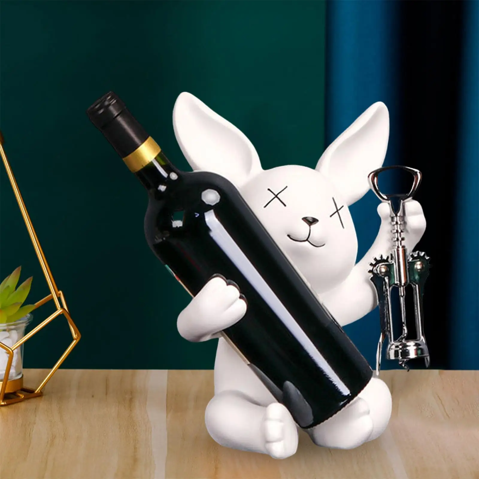 Creative Wine Storage Holder Wedding rabbit Figurines Wine Display Shelf Wine Rack for Wine Cabinet Home Pantry Decorative