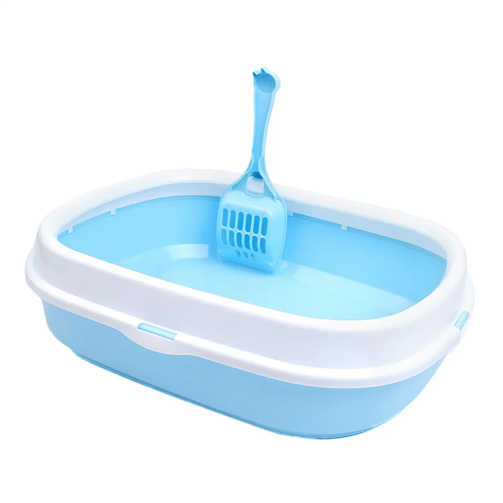 Cat Litter Box Easy to Clean Reusable with Scoop Cat Litter Container Sturdy Anti Splashing Heighten Cat Potty Kitten Toilet