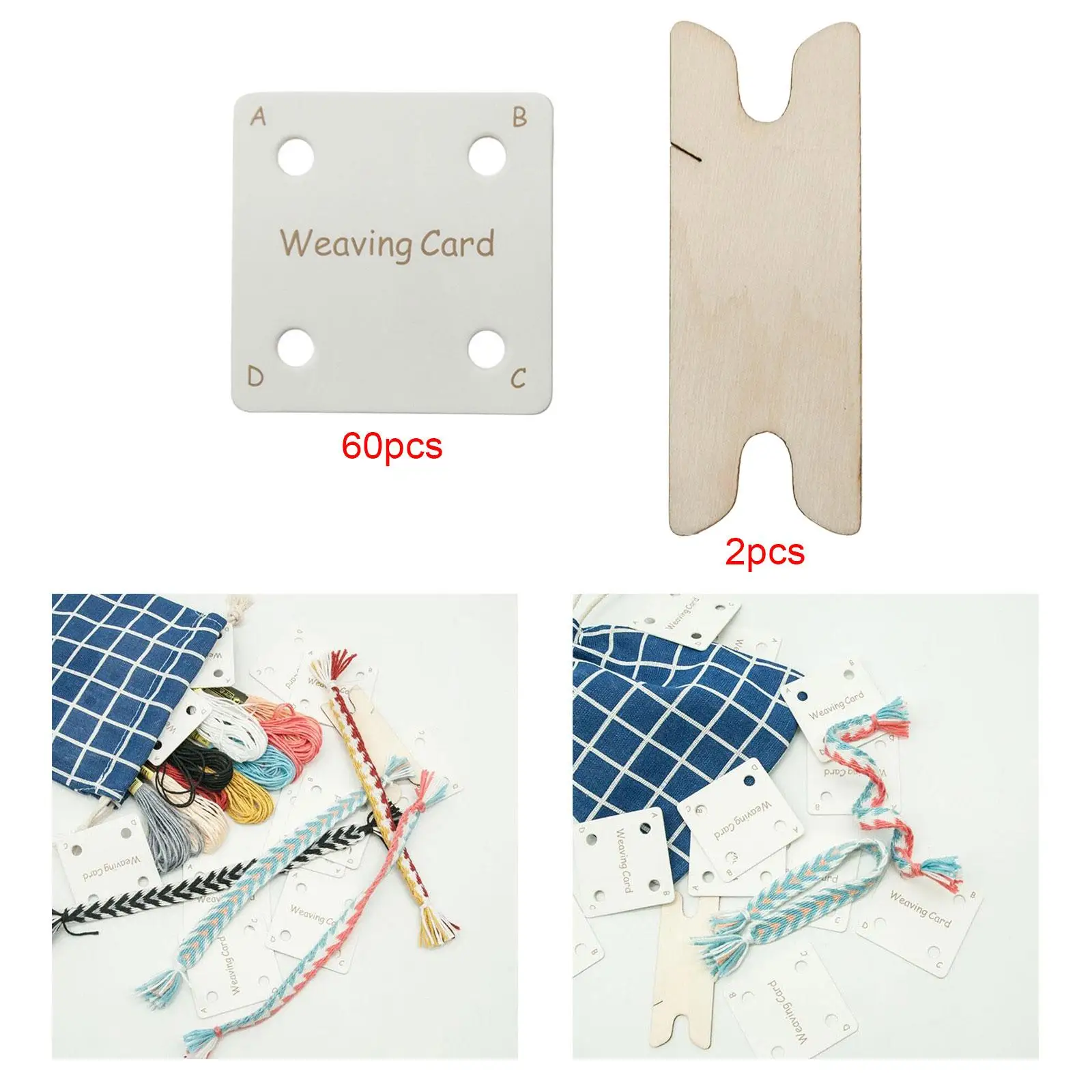 60x Tablet Weaving Card for Loom or Loom Handmade Sweater Knitting Tool Beginners Durable Household Weaving Crochet Needle