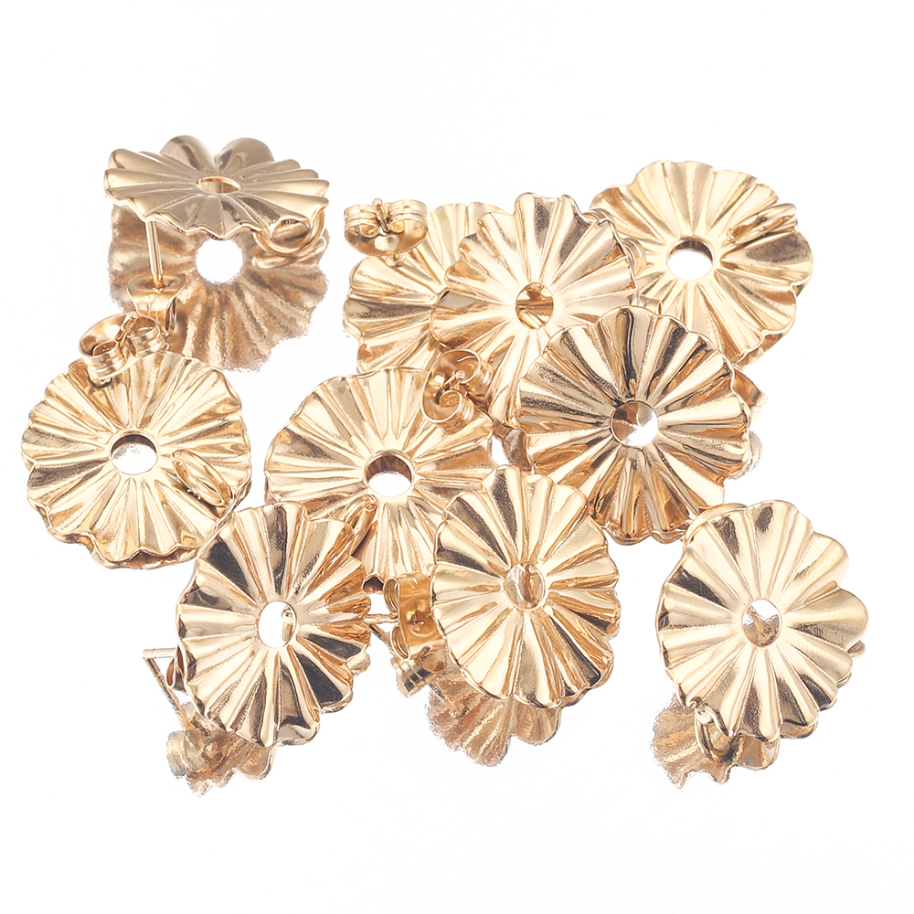 10 Stück vergoldete Sonnenblume aus Edelstahl, rund, tropfenförmig, Ohrringpfosten für Ohrringe, Schmuckherstellung, Material – Detail 4