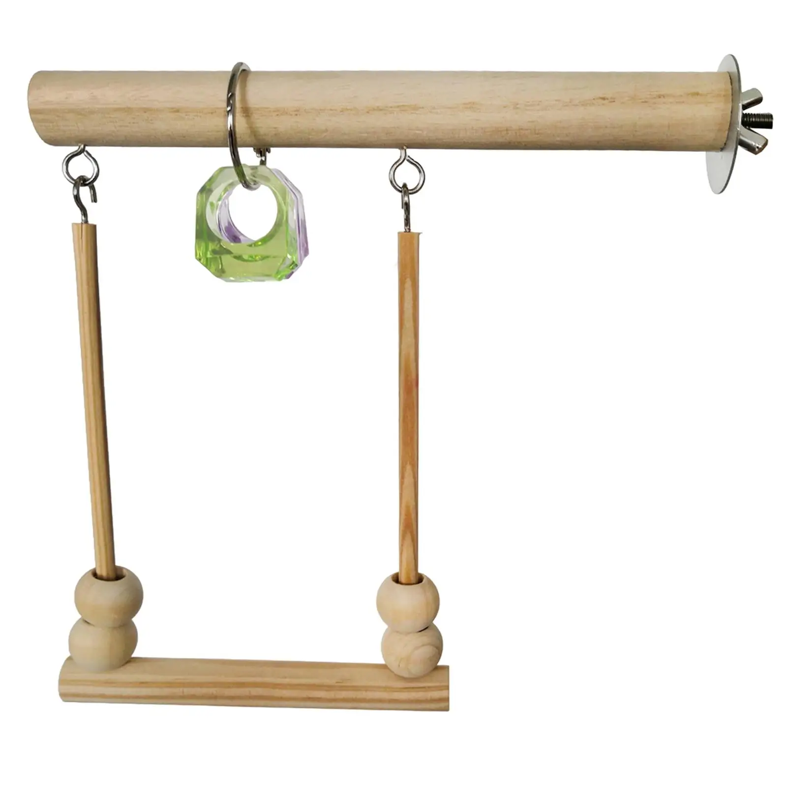 Parrot Wooden Stand Swing Cage Hanging with Chewing Bead Encourages Foot