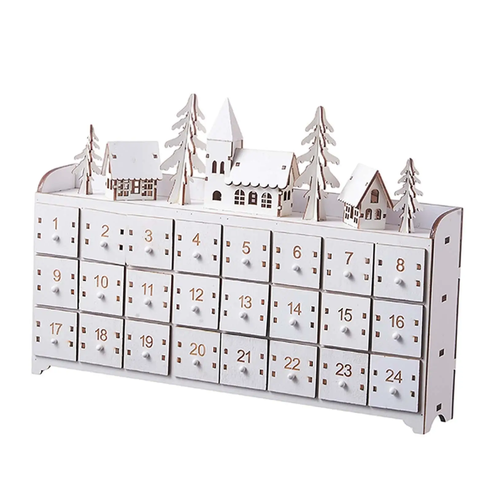Christmas Wooden Count Xmas Advent Calendar White Color Desk Ornament for Interactive Family Plays Reusable Multipurpose