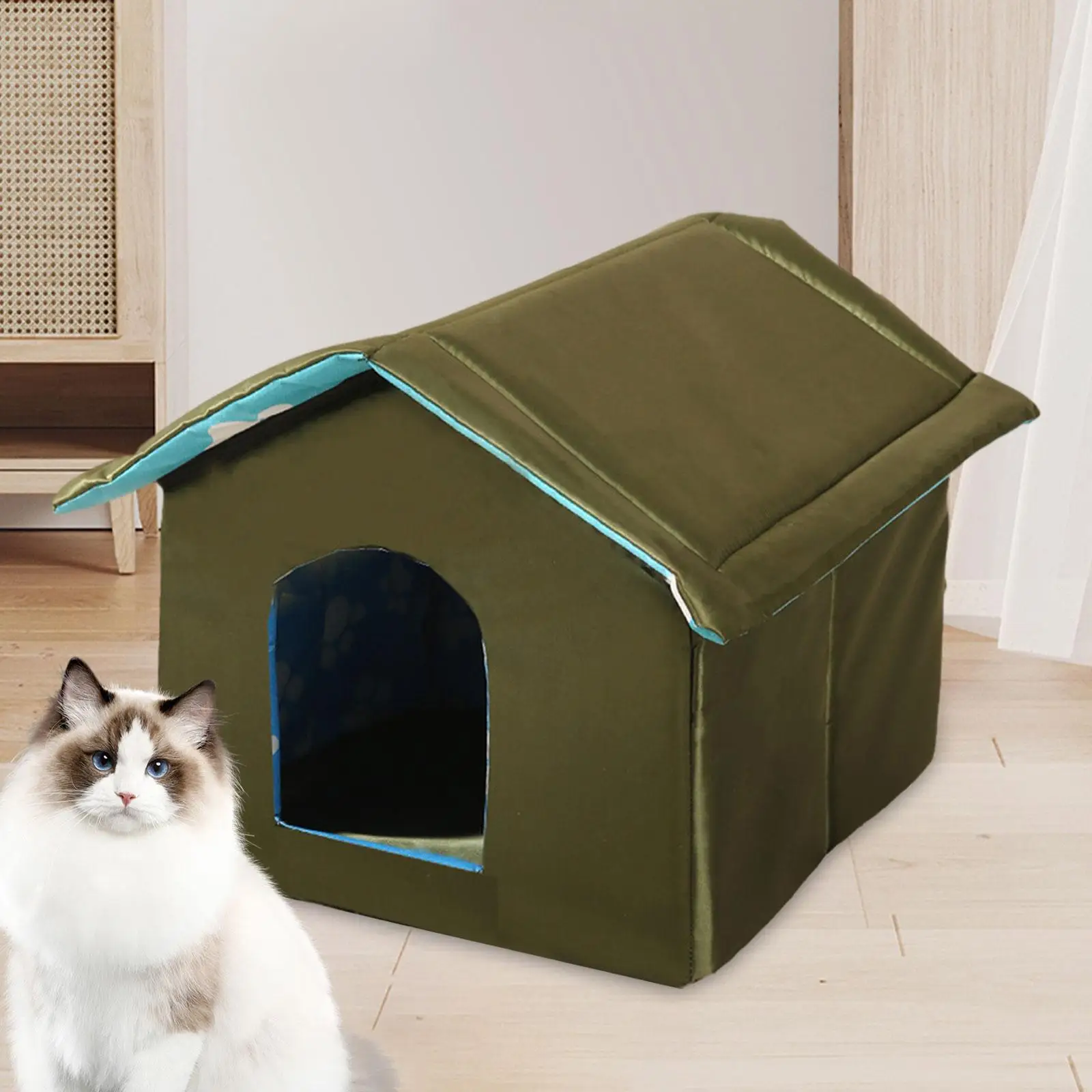 Stray Cats Shelter Weatherproof Pet Supplies Rainproof Tent Cave Bed Cat Bed Sleeping Pet House Outdoor Feral Cats Warm House