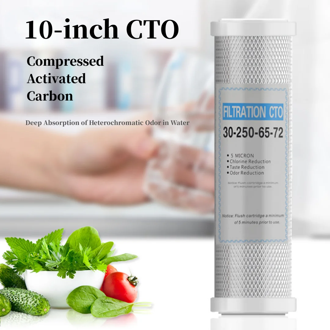 Description Picture 2 of item2Pcs Universal Water Filter 10 Inch CTO Compressed Activated Carbon Cartridge Replacement Kitchen Drinking Treatment System