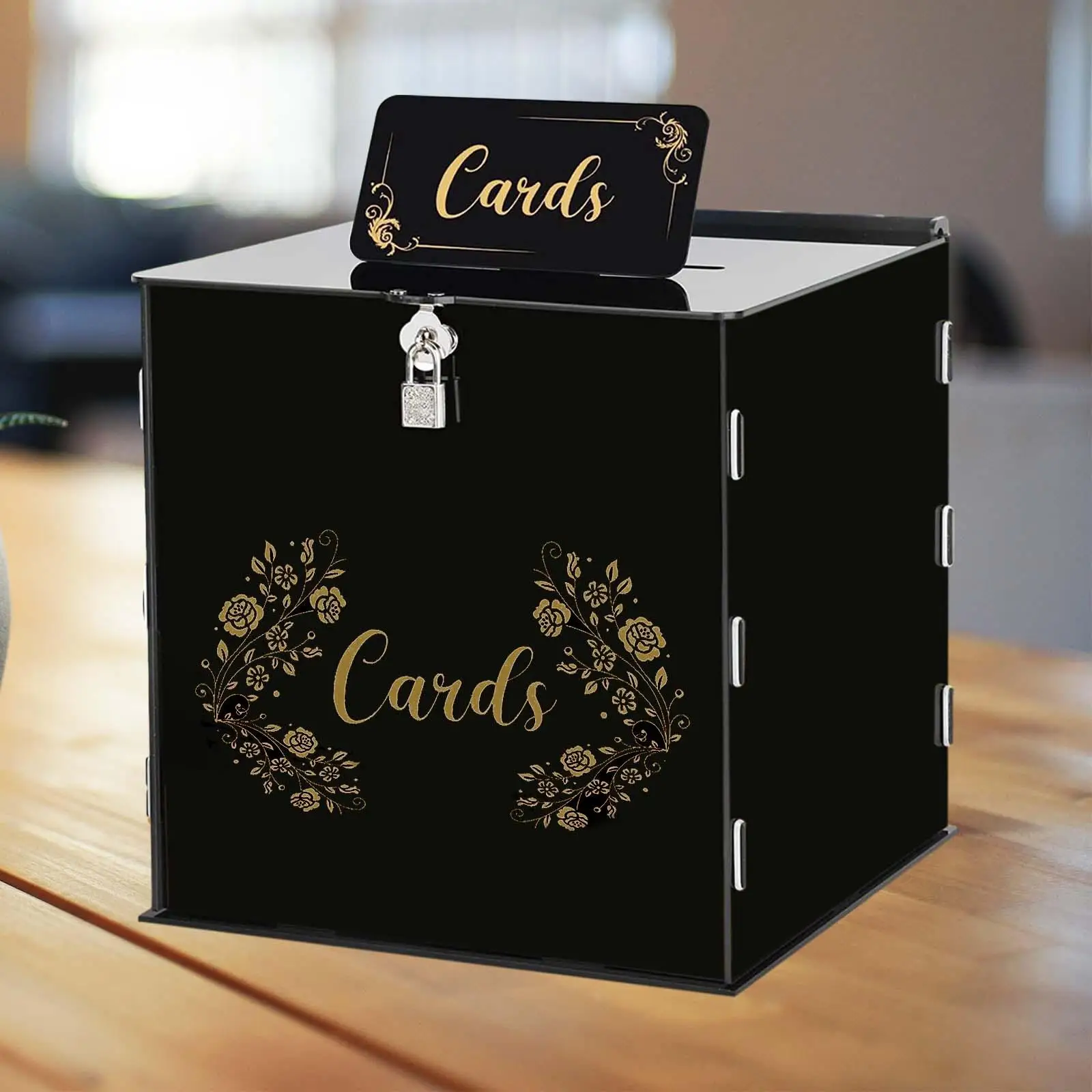 Acrylic Wedding Cards Box Gift Card Box Money Gift Holder Box with Lock for Parties Graduation Events Celebration Decoration