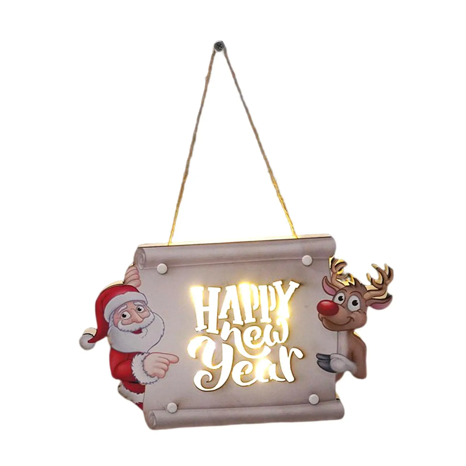 Christmas Hanging Sign Hanging Wall and Door Decor with Hanging Rope Wooden Plaque for Xmas Door Decoration Tree Party