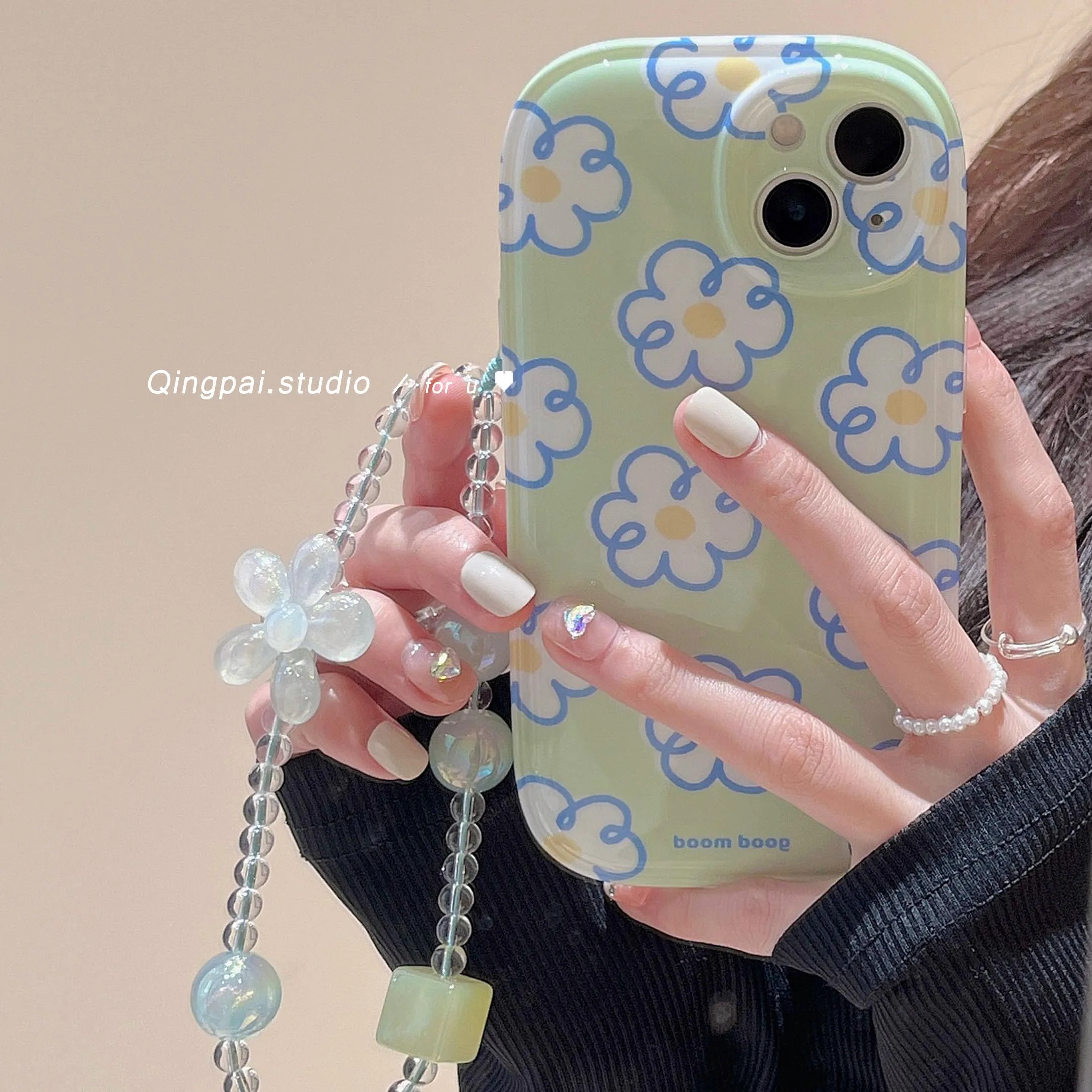 Cute Flower Bracelet Phone Case for iPhone 11 12 13 Pro Max X XR XS Max Soft Cover Hand Chain Rope Air Bag Shell Wristband Strap iphone 12 pro max leather case