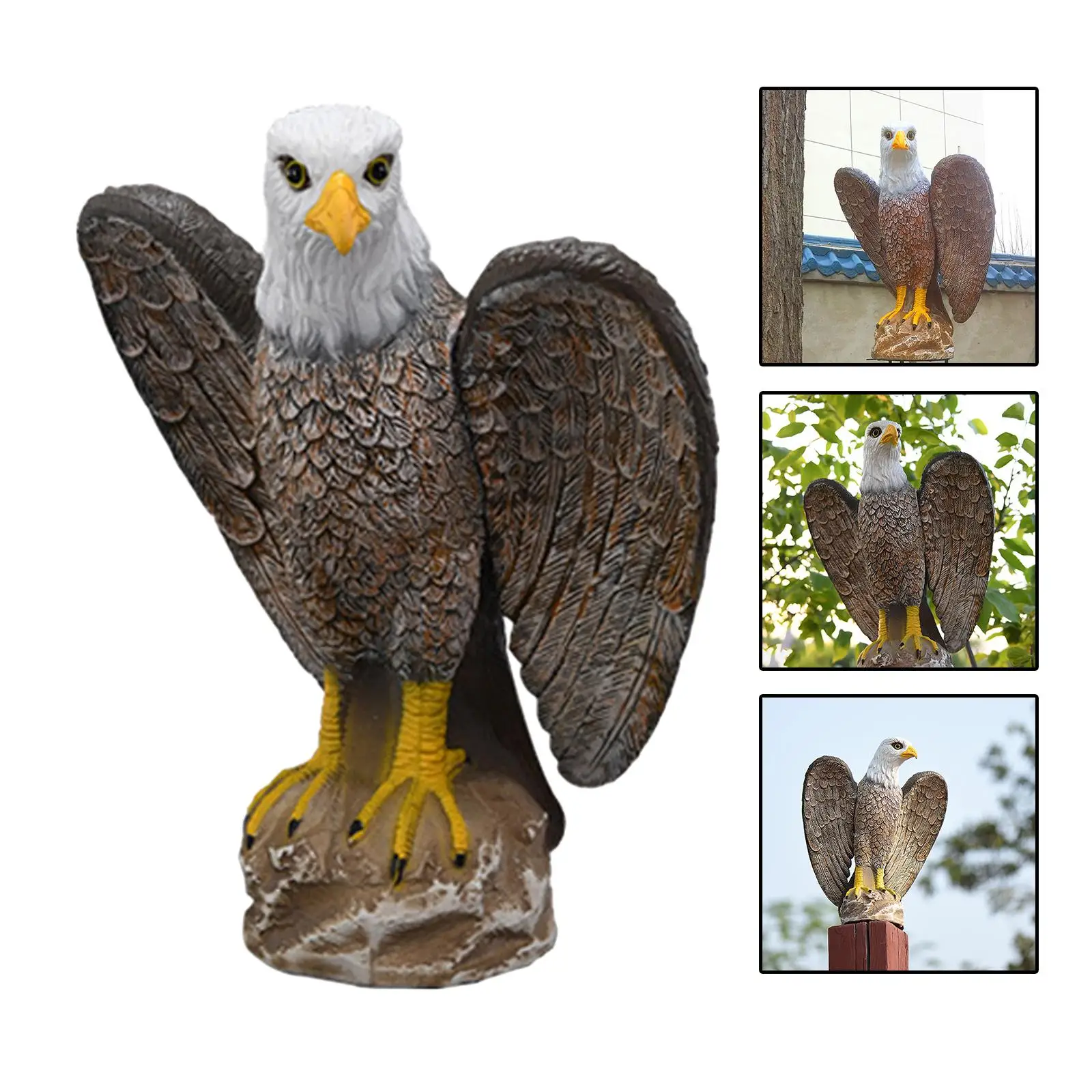 Garden Eagle Statue, Bald Eagle Large Outdoor Statues Yard Pest Repellent , Eagle Bird Decor for Patio Yard and Lawn