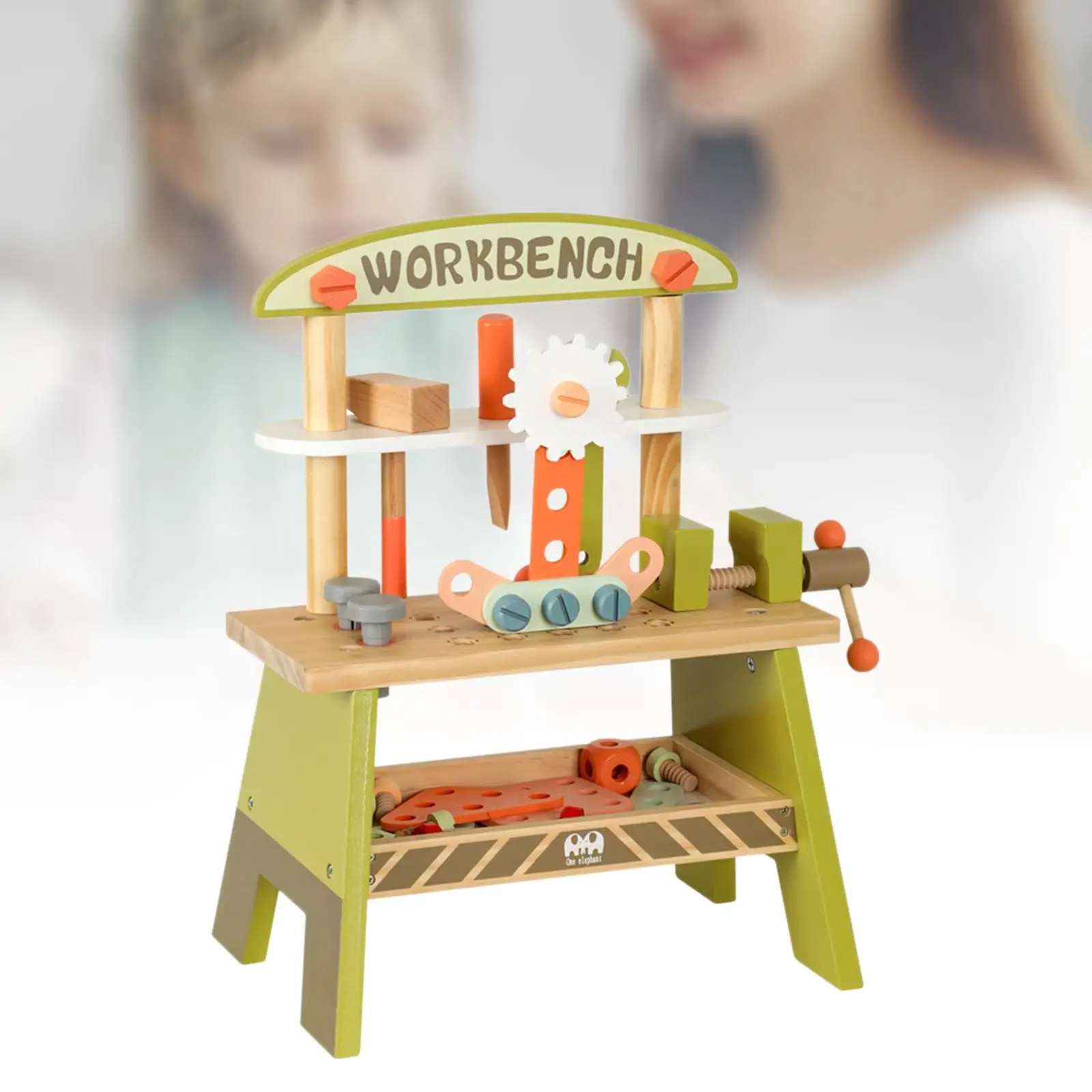 Small Wooden Kid Workbench Toy Simulation Workshop Hand Tool DIY Kid`s Wooden Tool Bench Toy for Ages 3+ Child Holiday Present