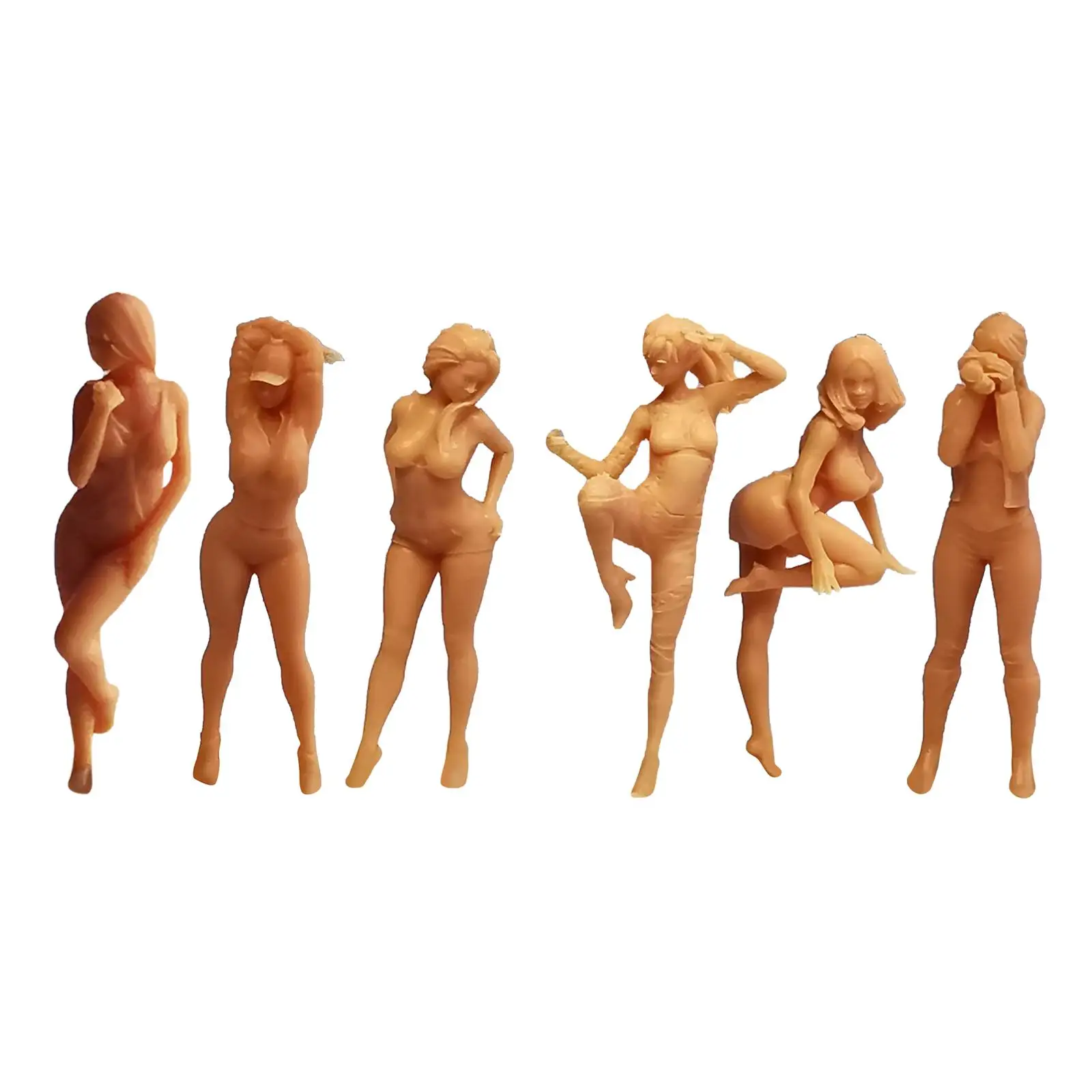 RM 1:64 Scale Unpainted Figures Woman Character Miniature Scene Photo Prop
