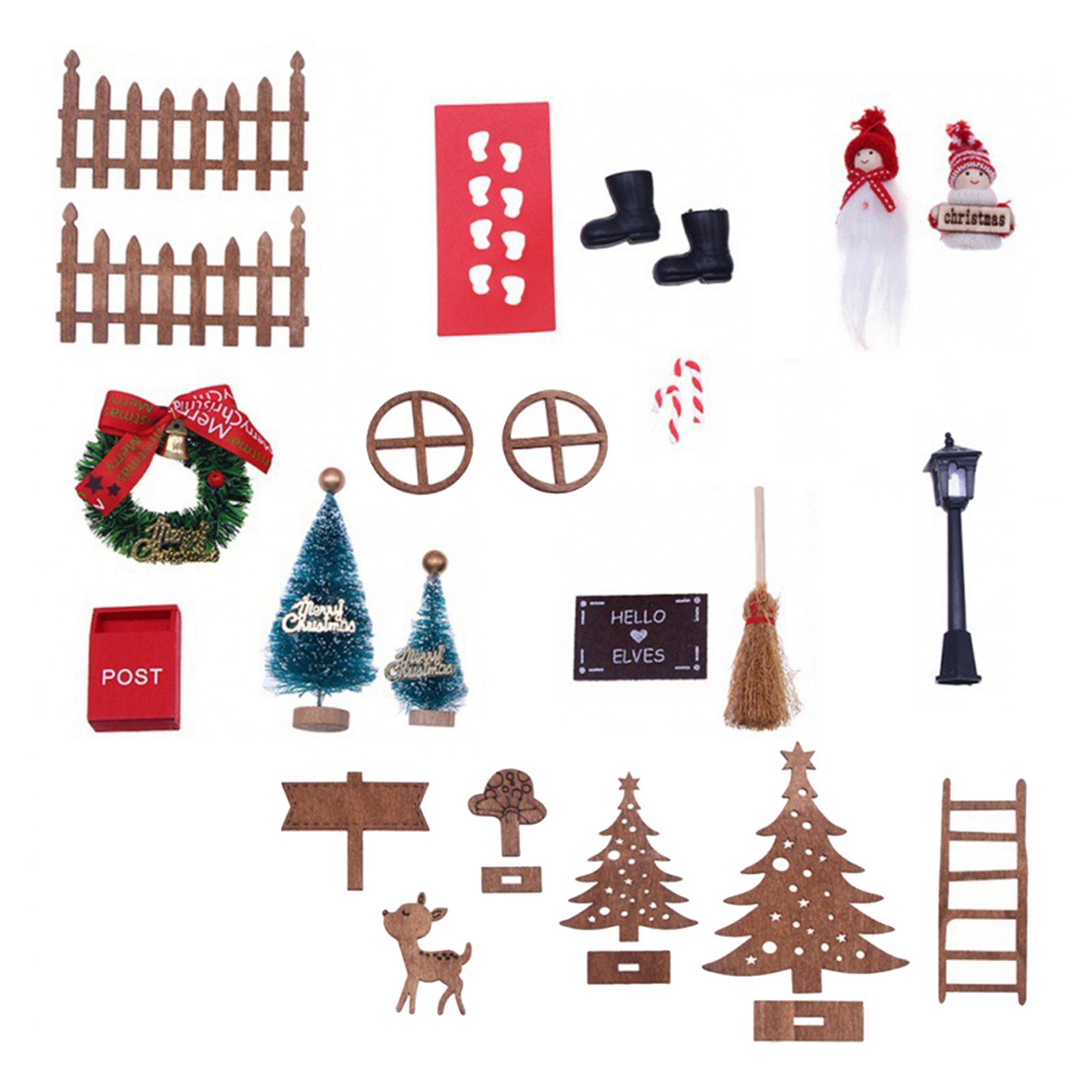 24Pcs Dollhouse Christmas Decoration Elf Kits Furniture Fairy Figurines for Ornaments