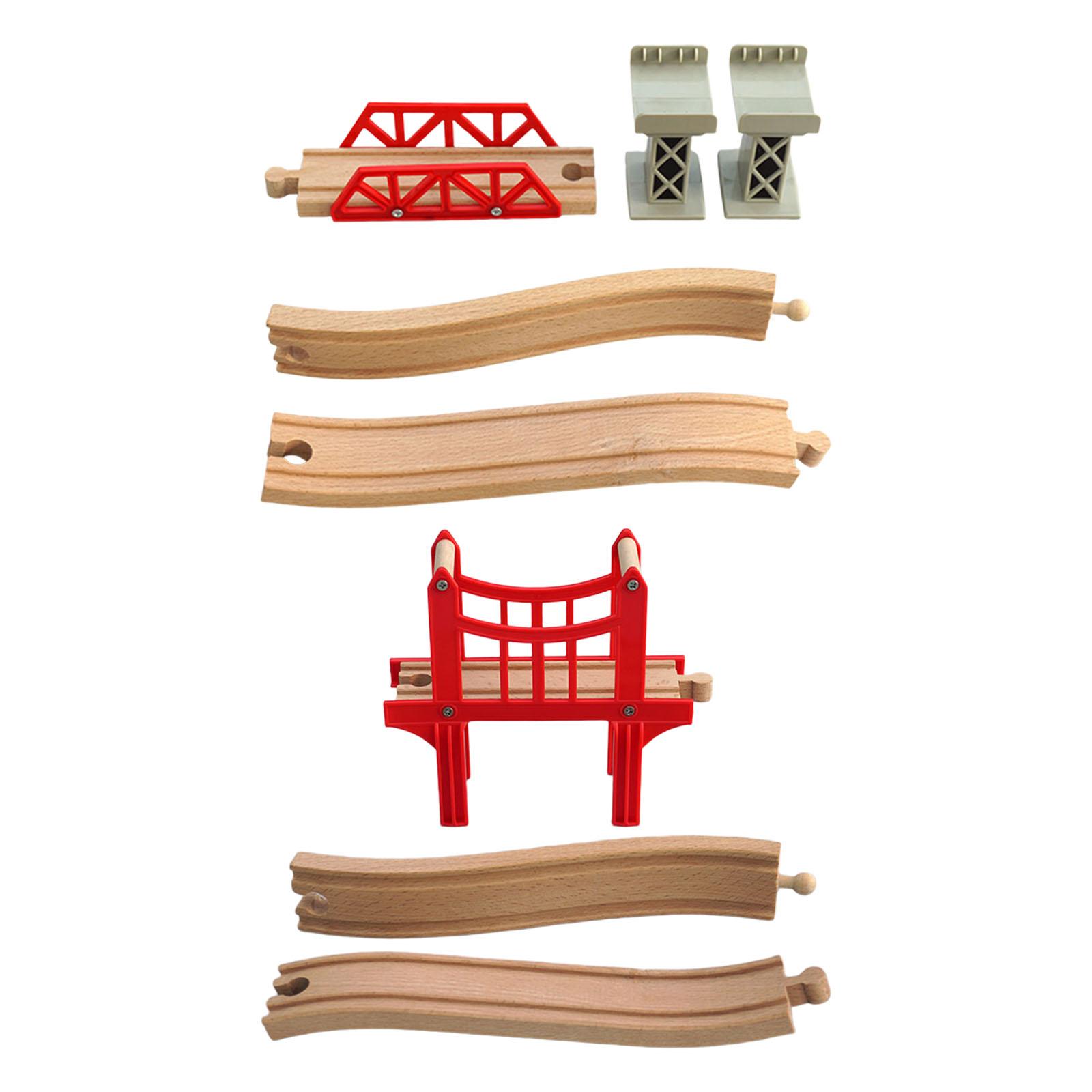 Wooden Railroads Train Toys Accessories Rail Bridge Classic Toy Train Tracks for Children