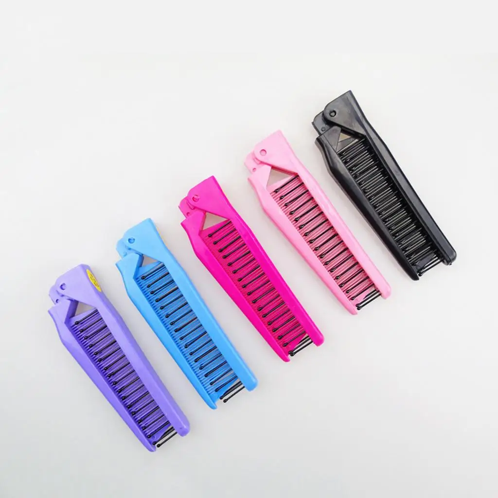 2x 2pcs Folding Comb Travel Hair Brush Massage Brush Hair Comb Pocket Comb for