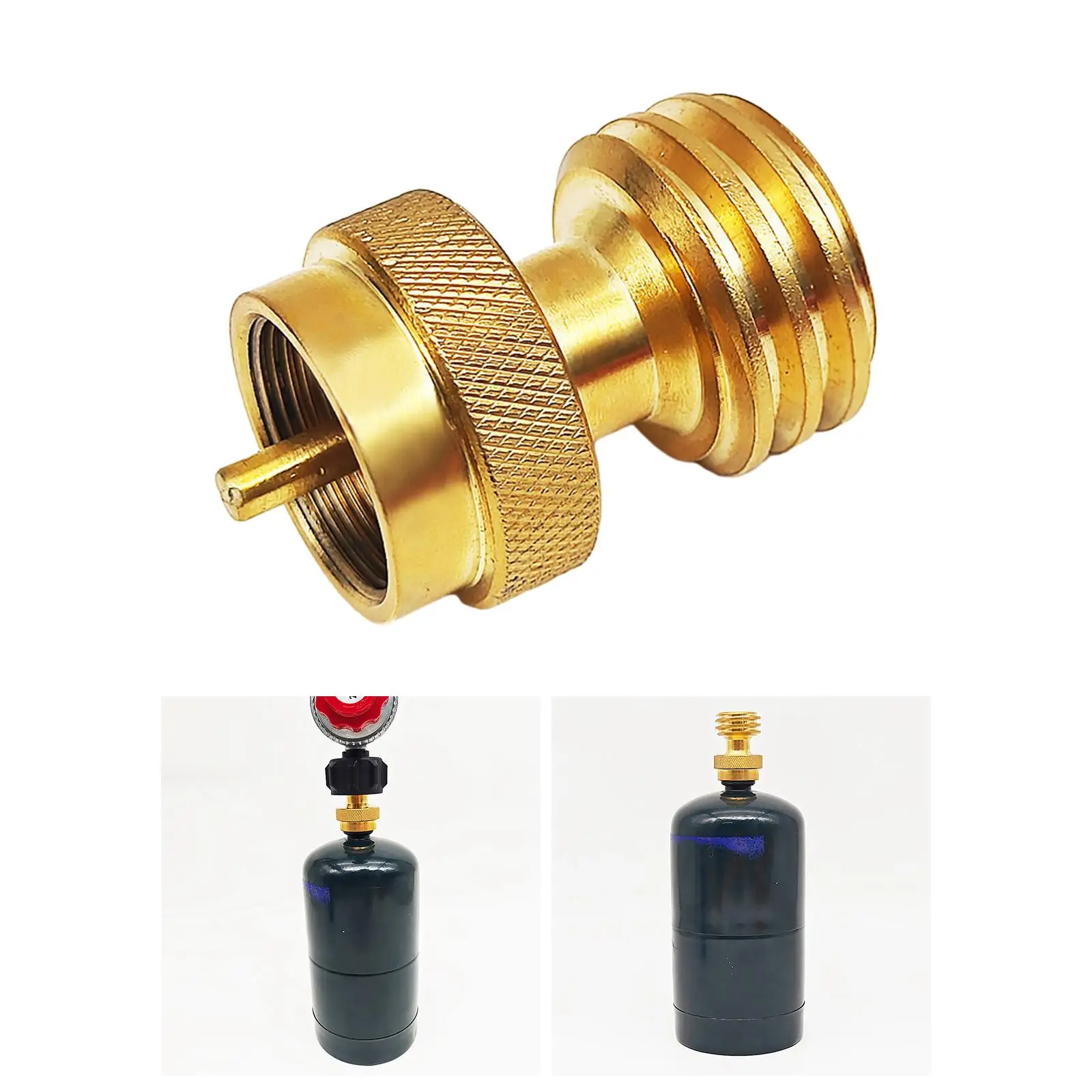 1lb Gas Tank Adapter Gas Inflatable Connector Camping Durable Brass Firm Connection Fitting RV Portable Quick Connect