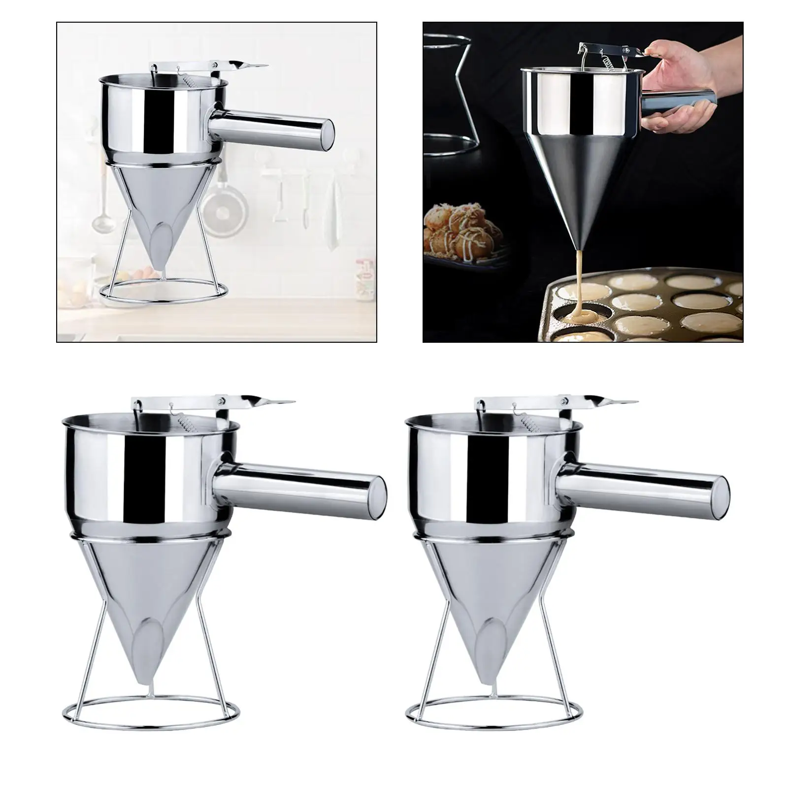 Batter Dispenser with Stand 1200ml Large Capacity Funnel Cake mix Pancake Fish Ball