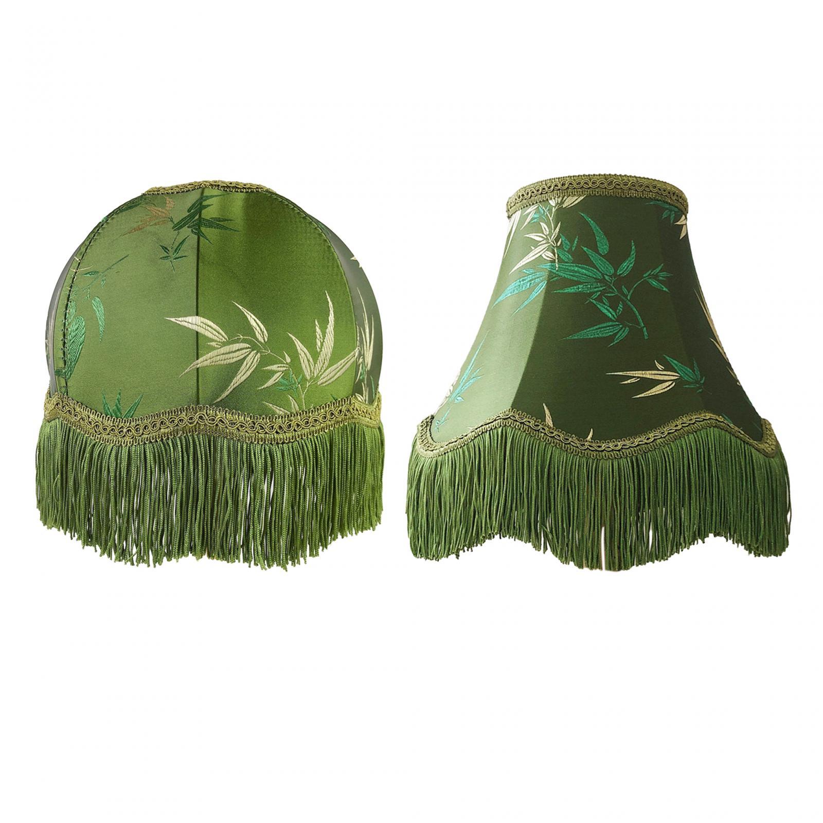 Lampshade Table Lamp Shade Green Sturdy with Tassel Decorative Handmade Simple Elegant Retro Replacements Lighting Dust Cover