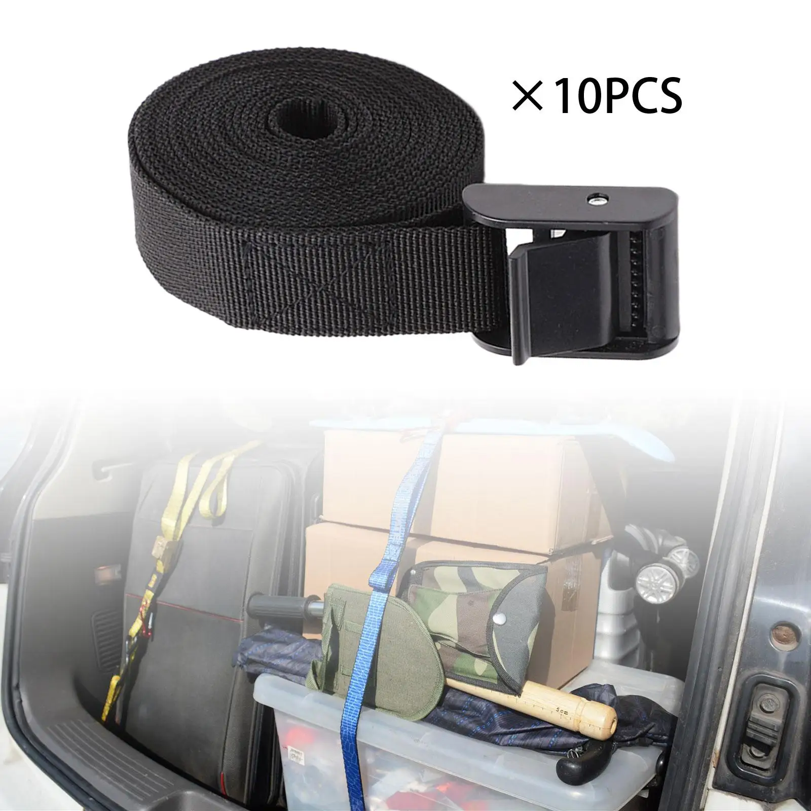10Pcs Lashing Straps Tie Down Straps 25x500mm Versatile Sturdy Quick Release Buckle Load Securing Straps for Car Truck