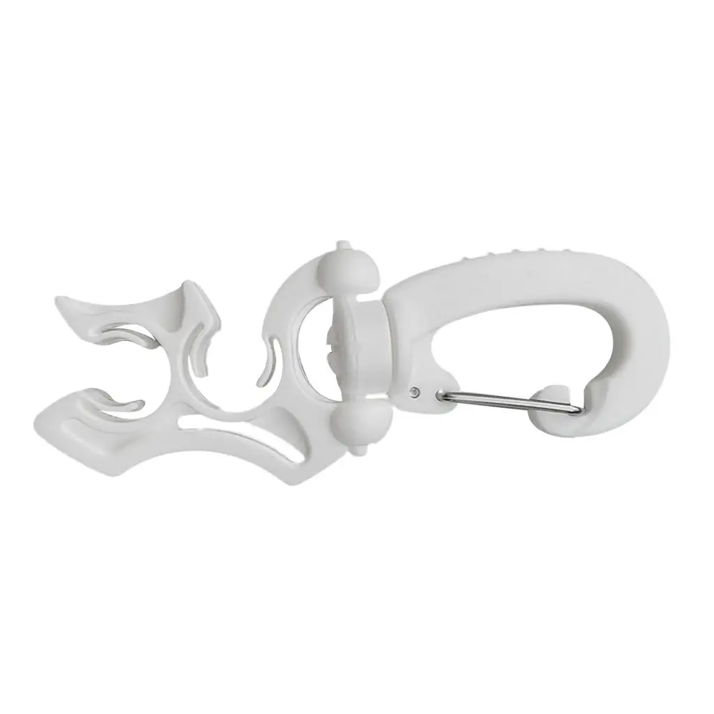 White Dive Double Dual Hose Holder Clip - Premium, can pinch  without slipping  for Scuba Diving Regulators Octopus Equipment