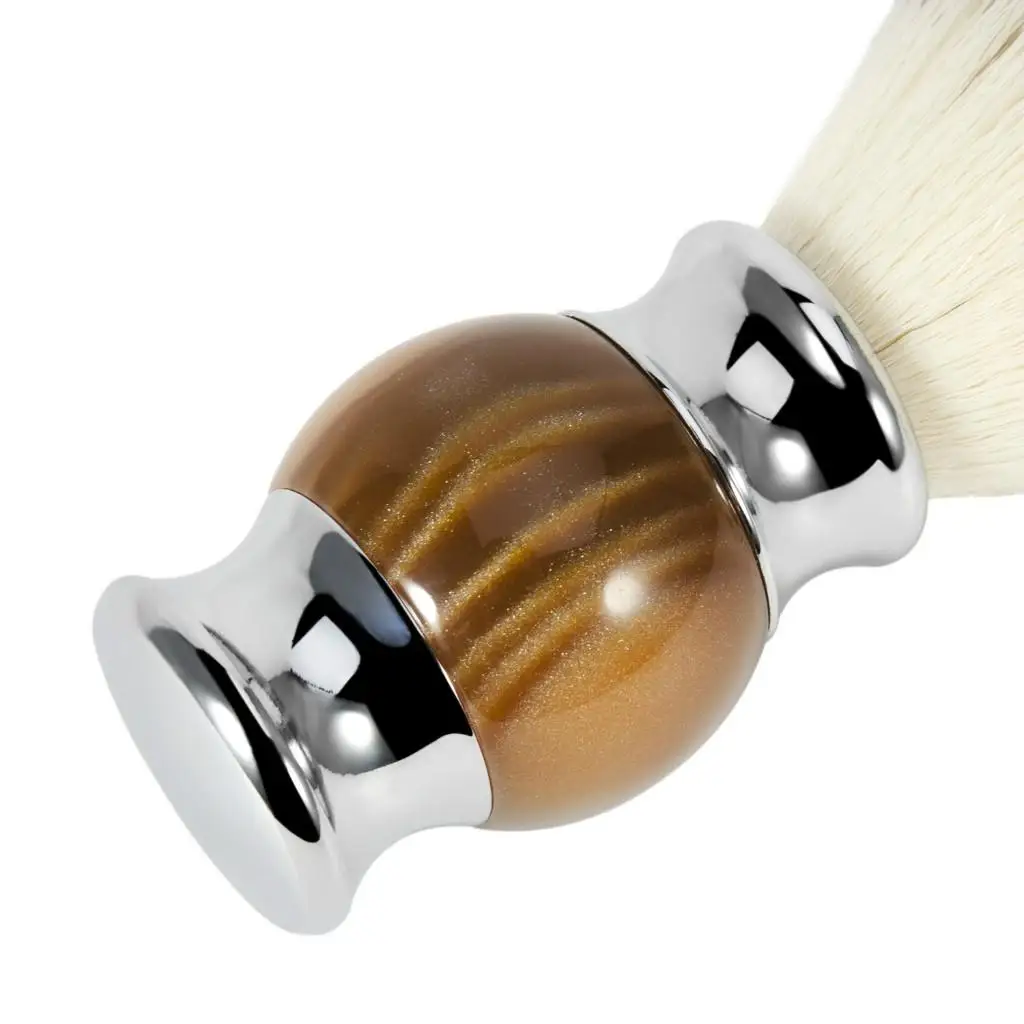 Resin Handle Men Mustache Shaving Brush Grooming Tool for Barber Salon Brown
