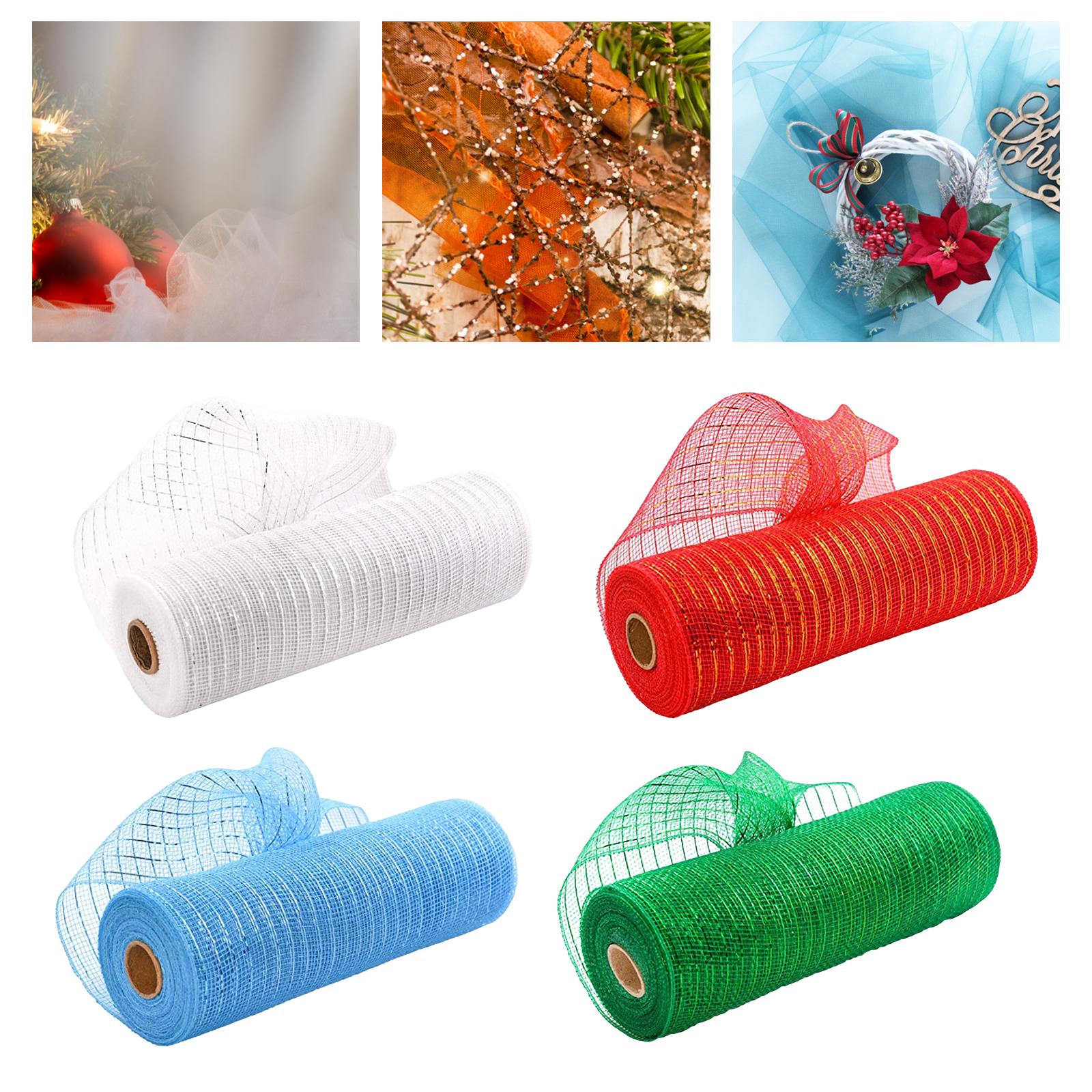 Mesh Ribbon Rolls Metallic Foil 10Yards 10inch 4 Rolls Poly Mesh Ribbon for Wreath